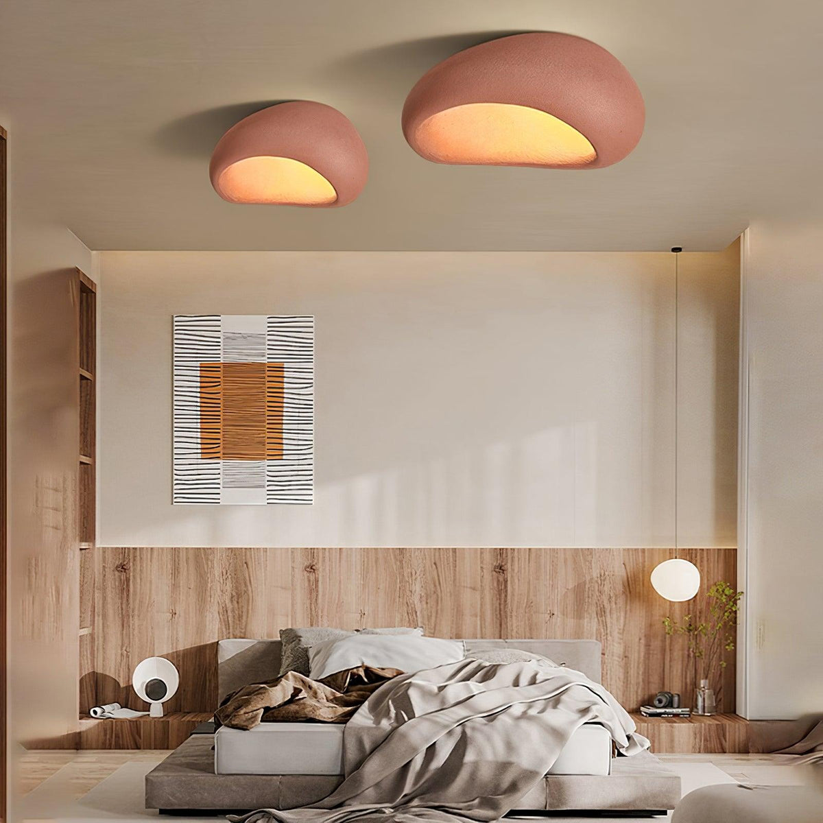 Arlena Ceiling Lamp with Japanese Wabi-Sabi Moon