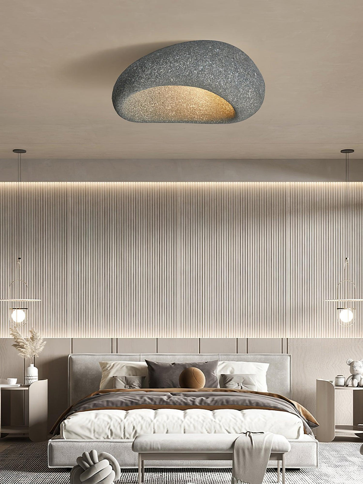 Arlena Ceiling Lamp with Japanese Wabi-Sabi Moon