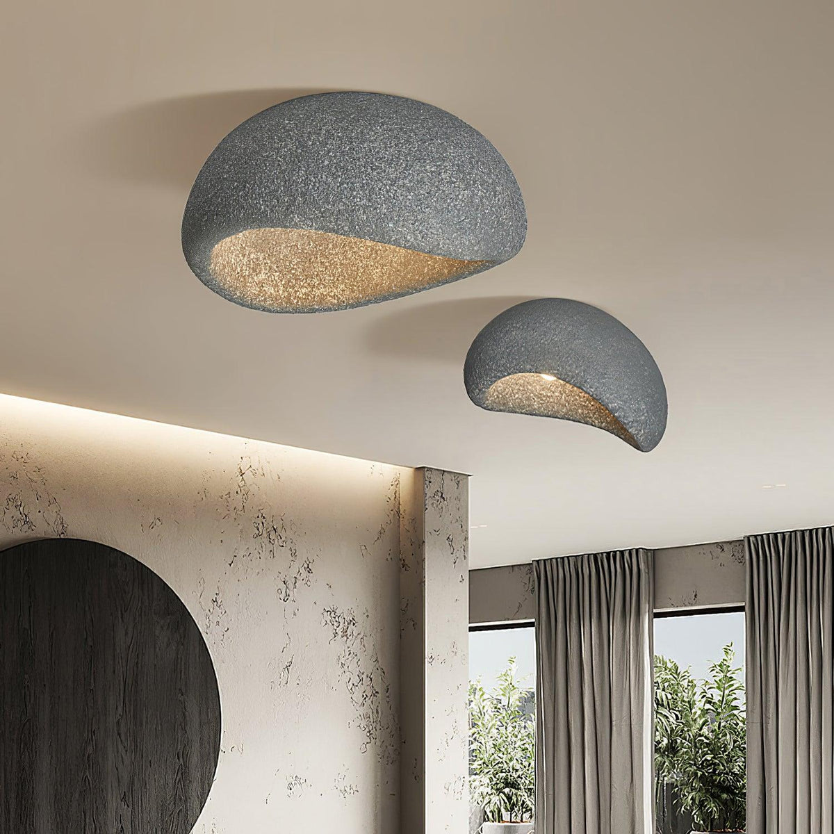 Arlena Ceiling Lamp with Japanese Wabi-Sabi Moon