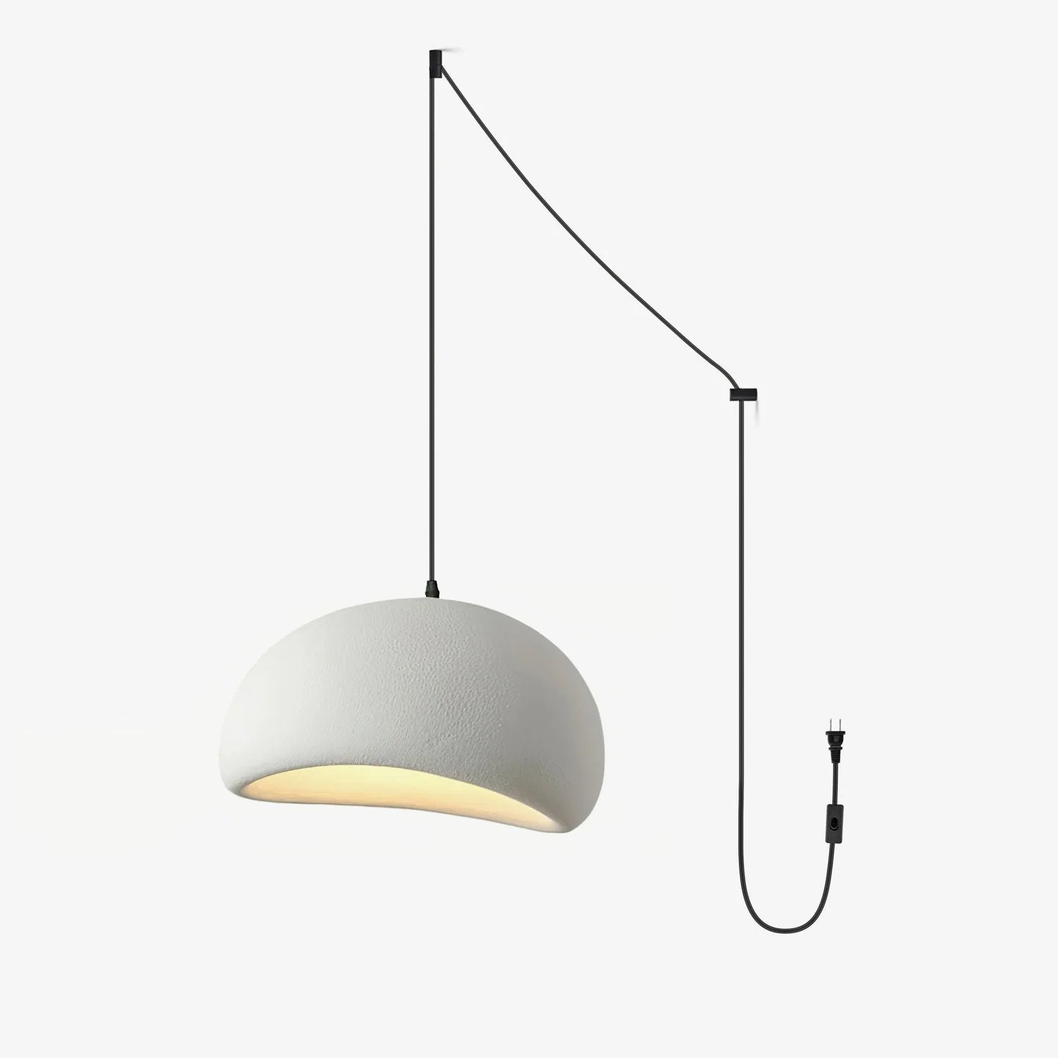 Solara Pendant Lamp Plaster Half Dome Plug In Wabi Sabi - Neutral Decor