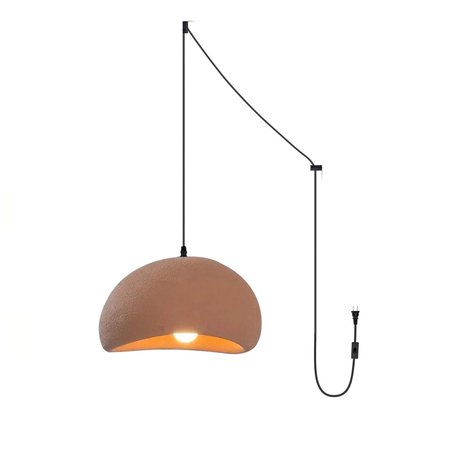 Solara Pendant Lamp Plaster Half Dome Plug In Wabi Sabi - Neutral Decor