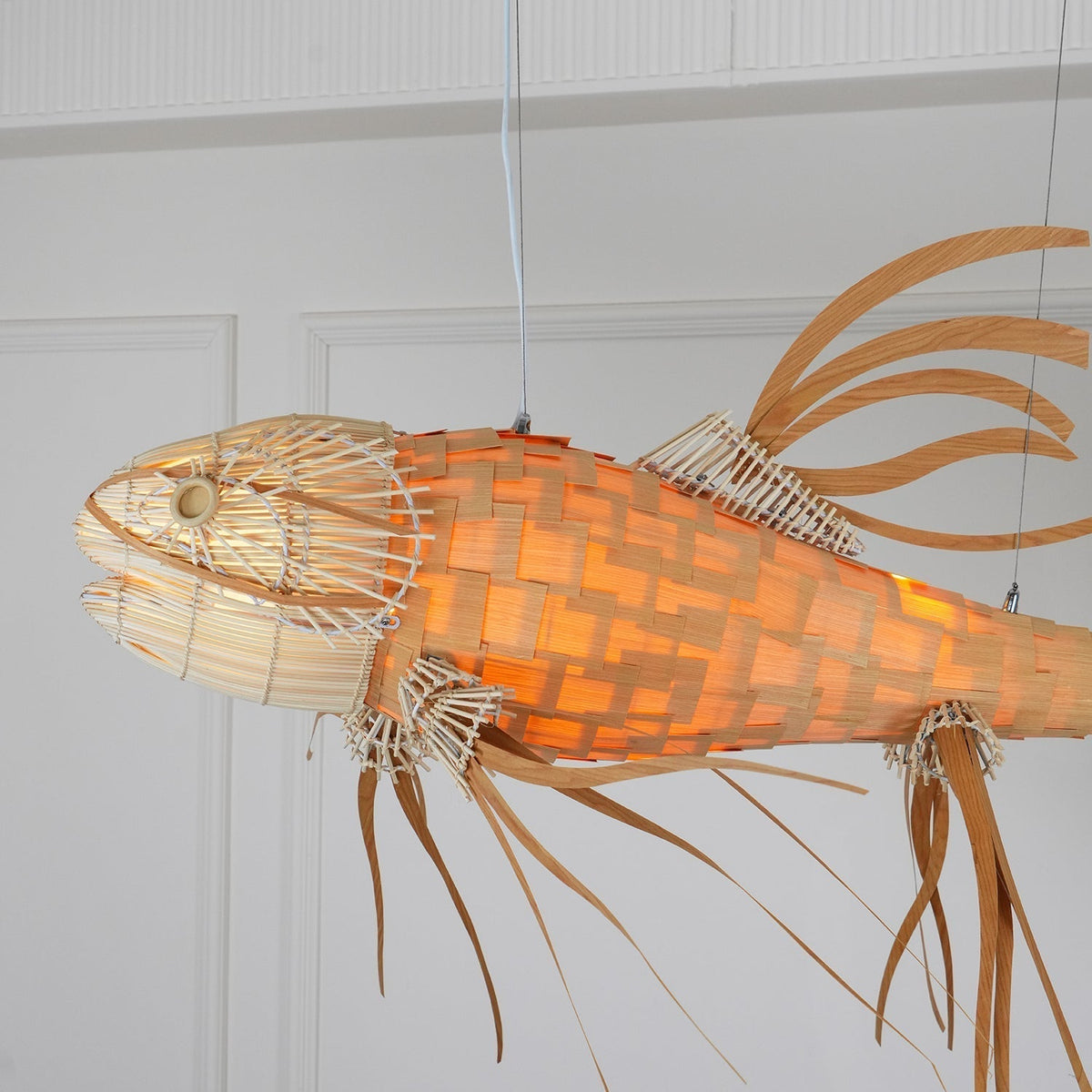 KOI Chandelier Wooden Fish Handmade