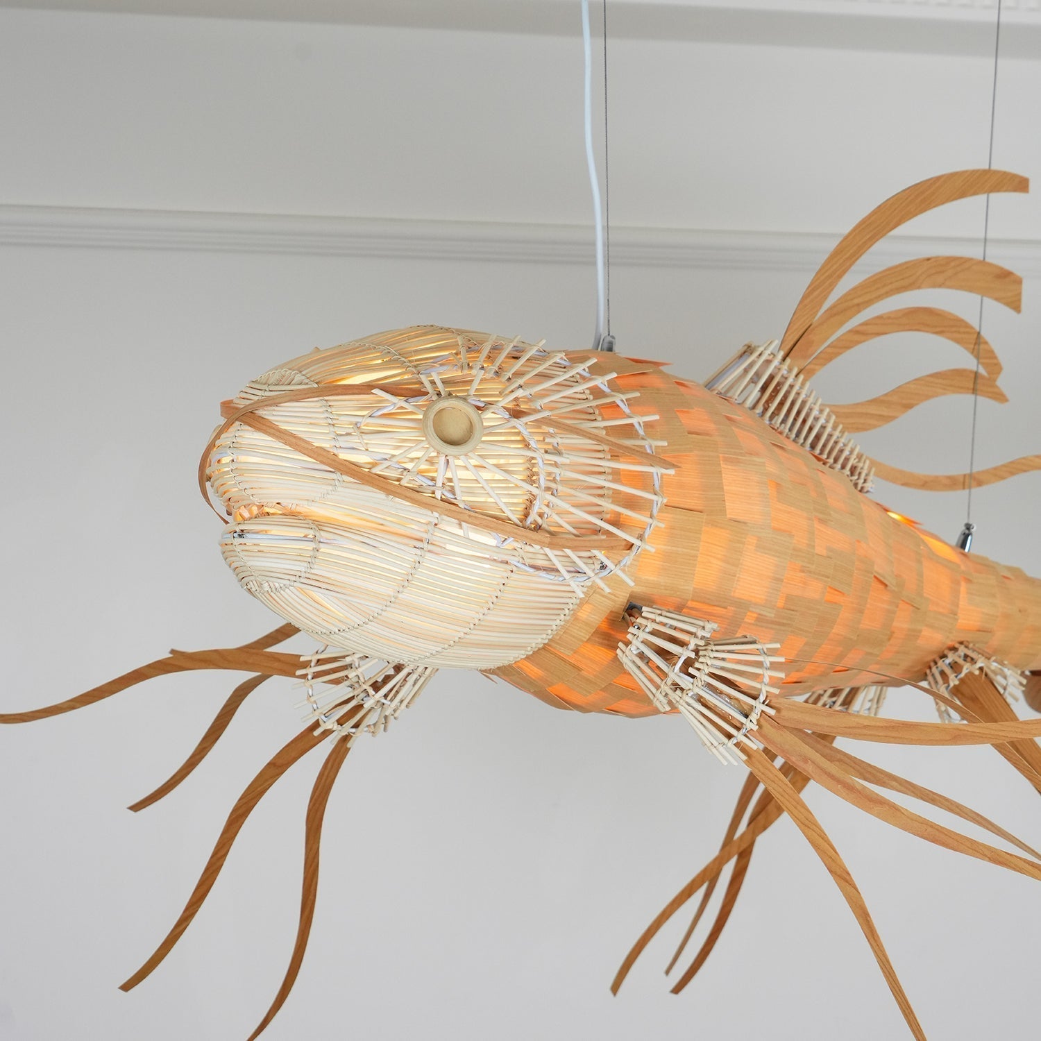 KOI Chandelier Wooden Fish Handmade