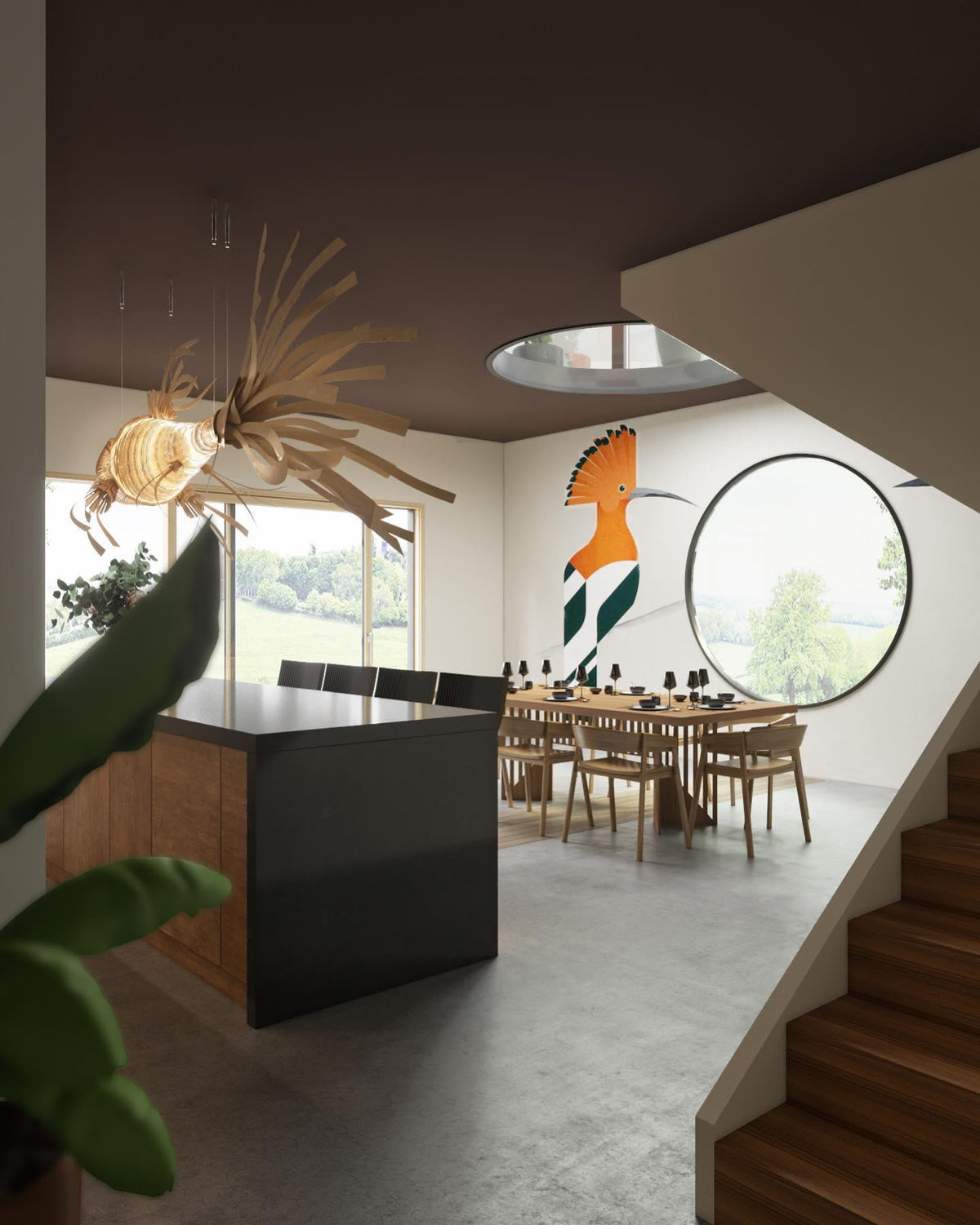 KOI Chandelier Wooden Fish Handmade