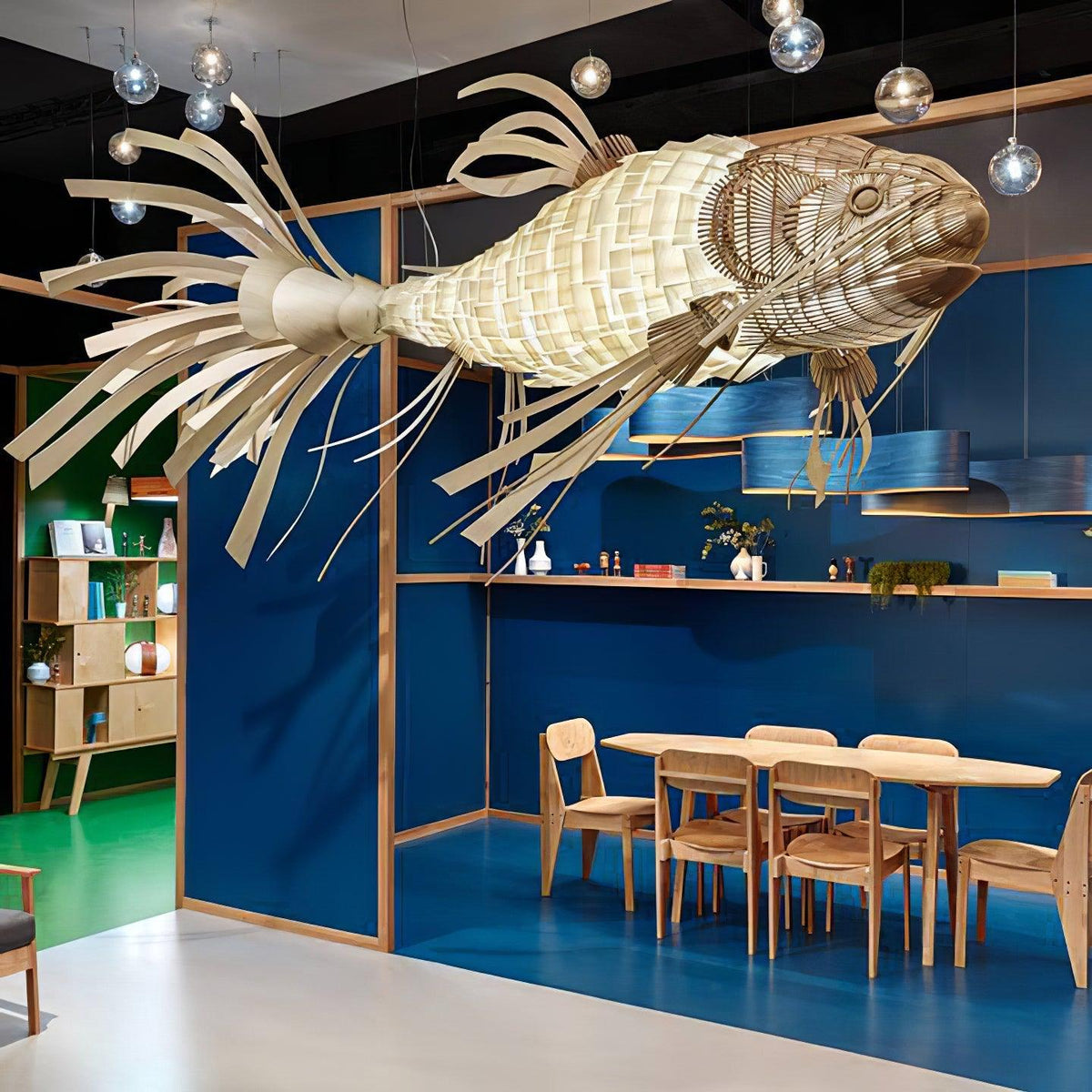 KOI Chandelier Wooden Fish Handmade