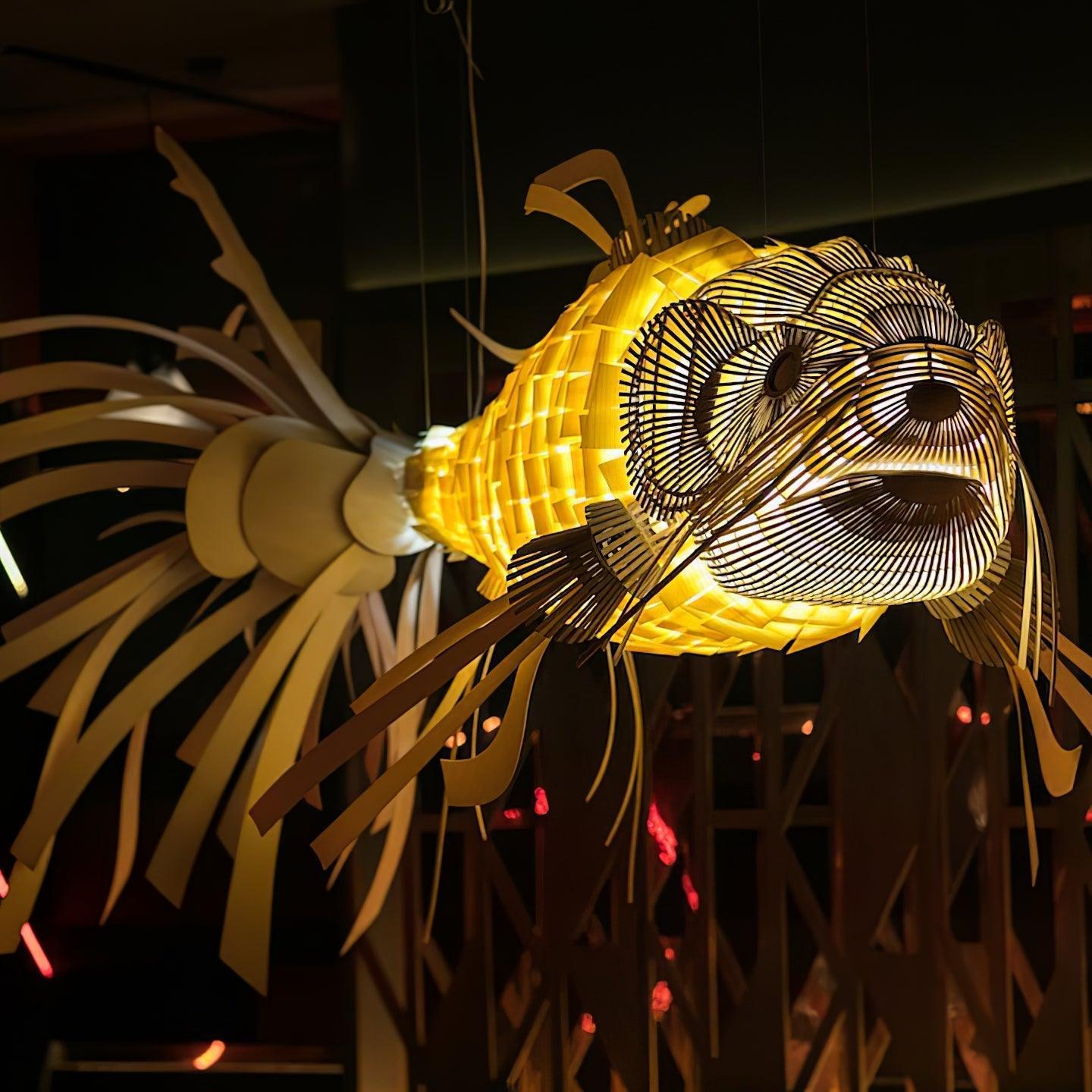 KOI Chandelier Wooden Fish Handmade