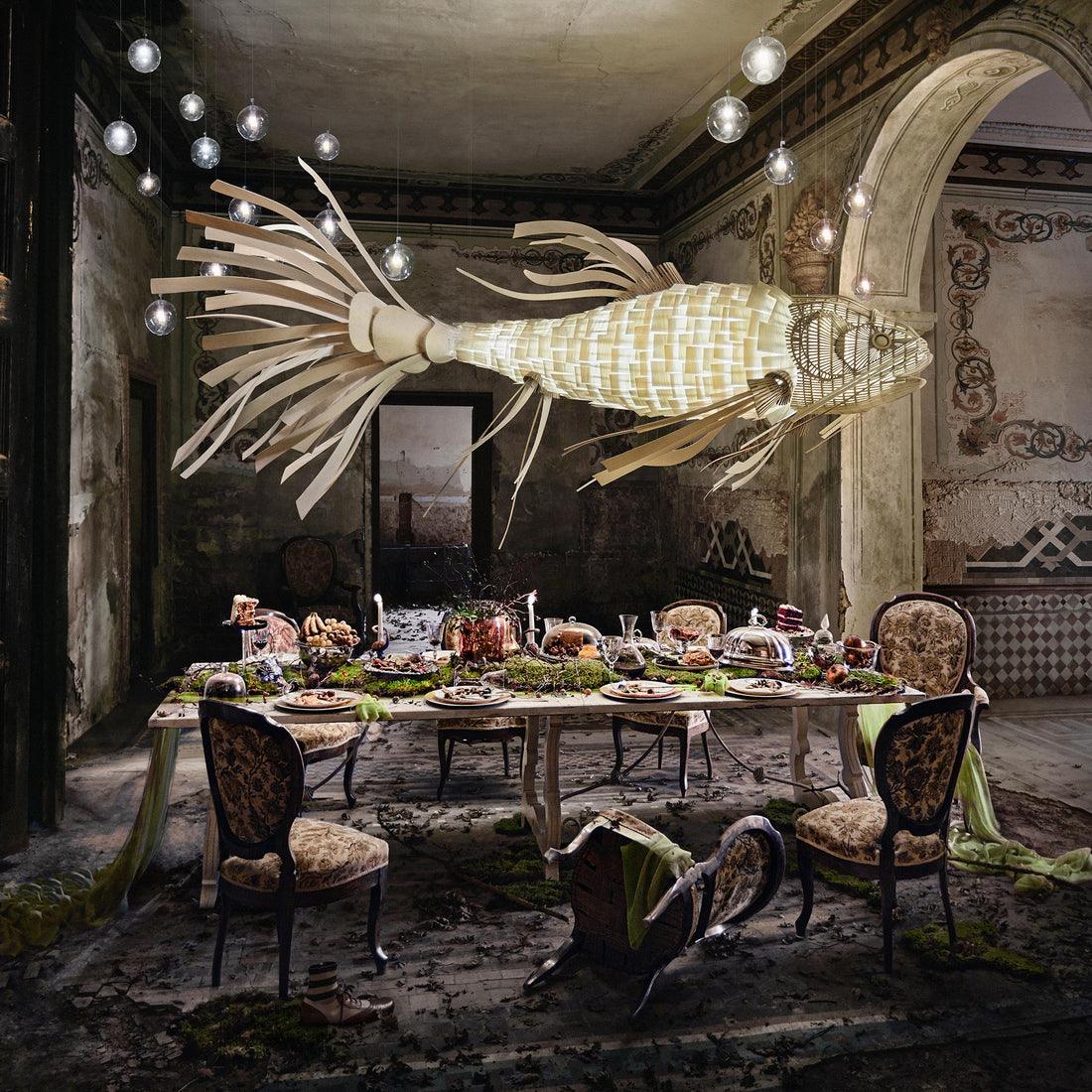 KOI Chandelier Wooden Fish Handmade