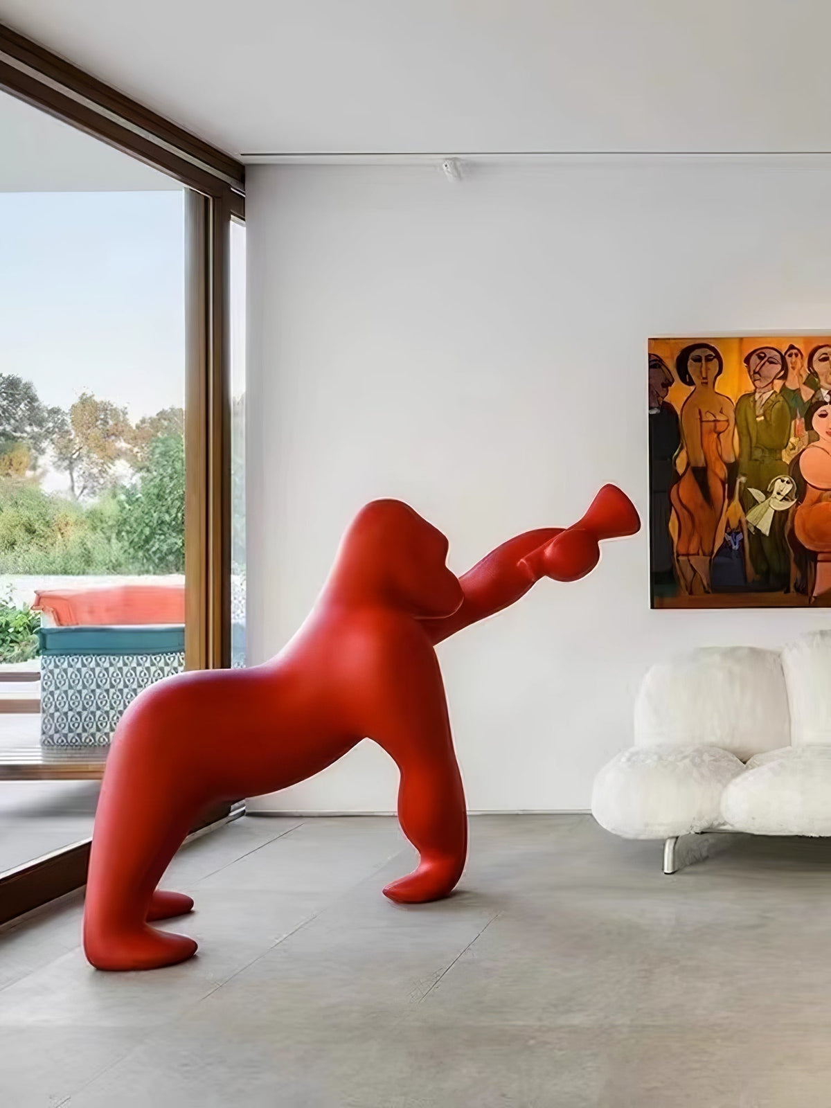 Zasolil Artistic Resin Gorilla Floor Lamp