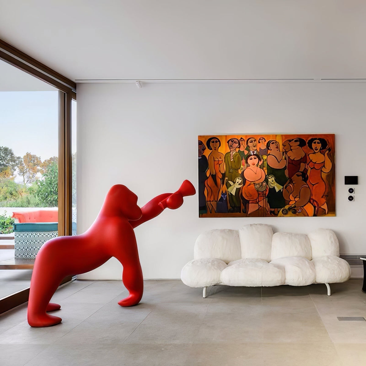 Zasolil Artistic Resin Gorilla Floor Lamp