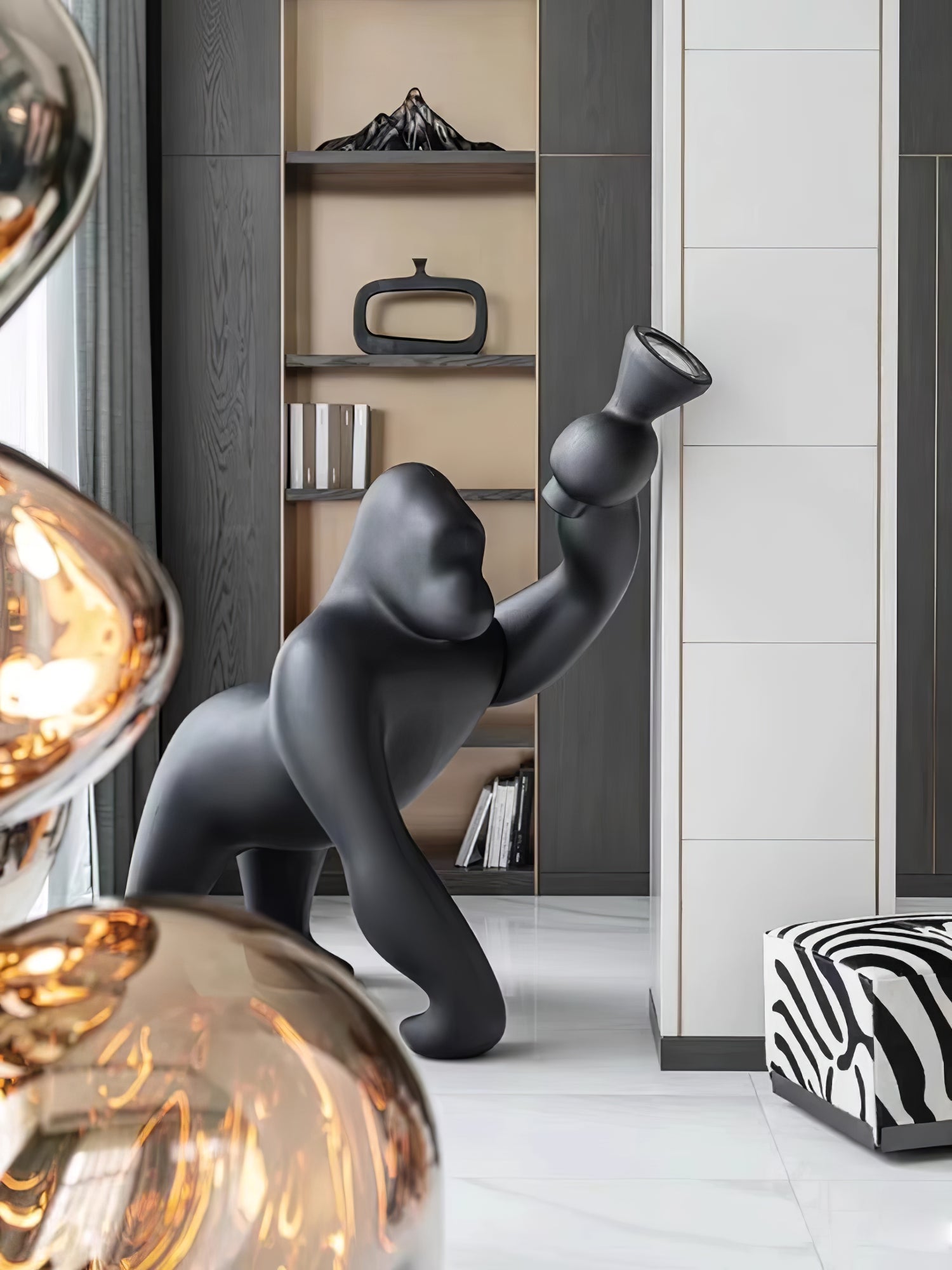 Zasolil Artistic Resin Gorilla Floor Lamp