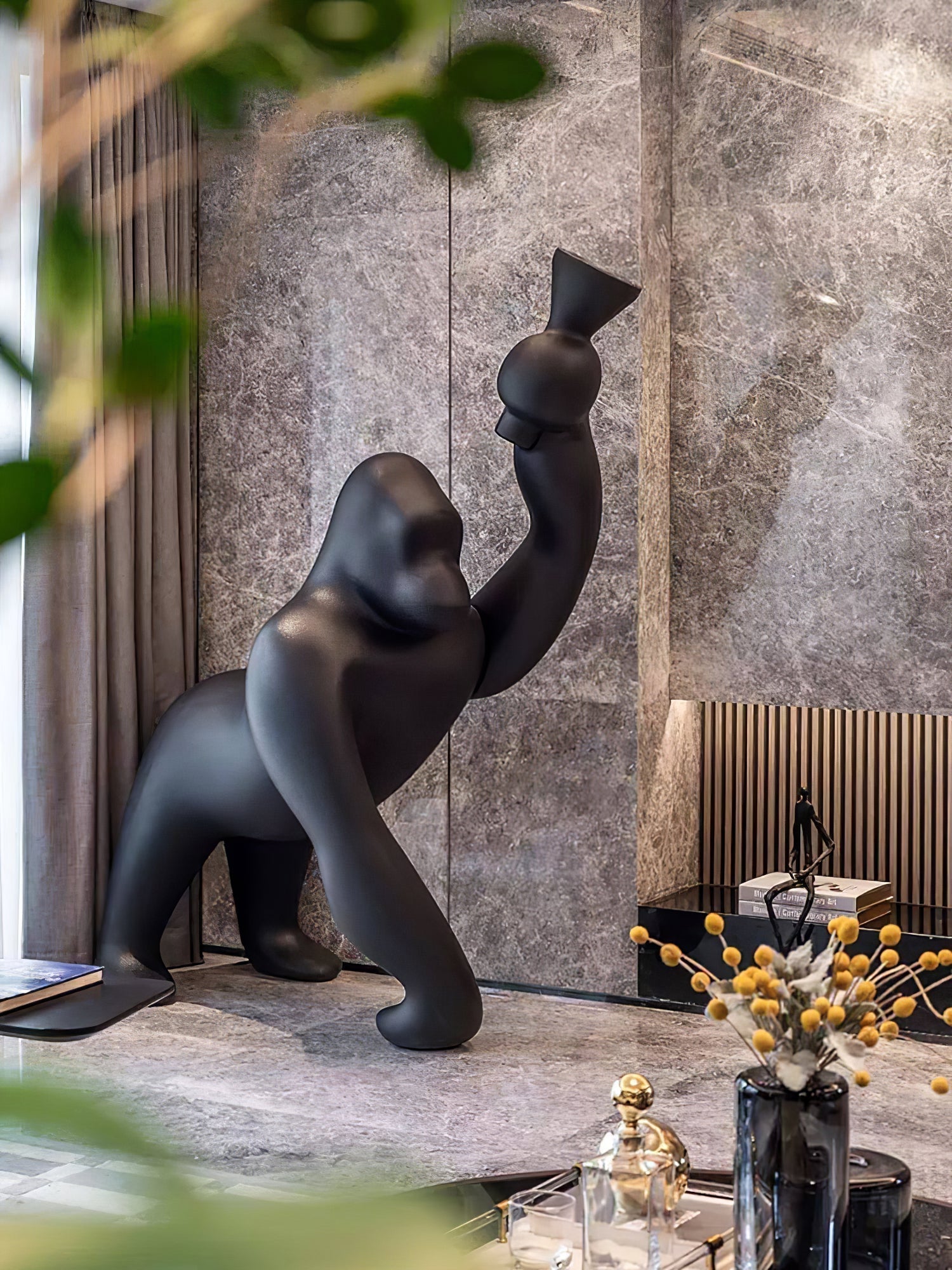 Zasolil Artistic Resin Gorilla Floor Lamp
