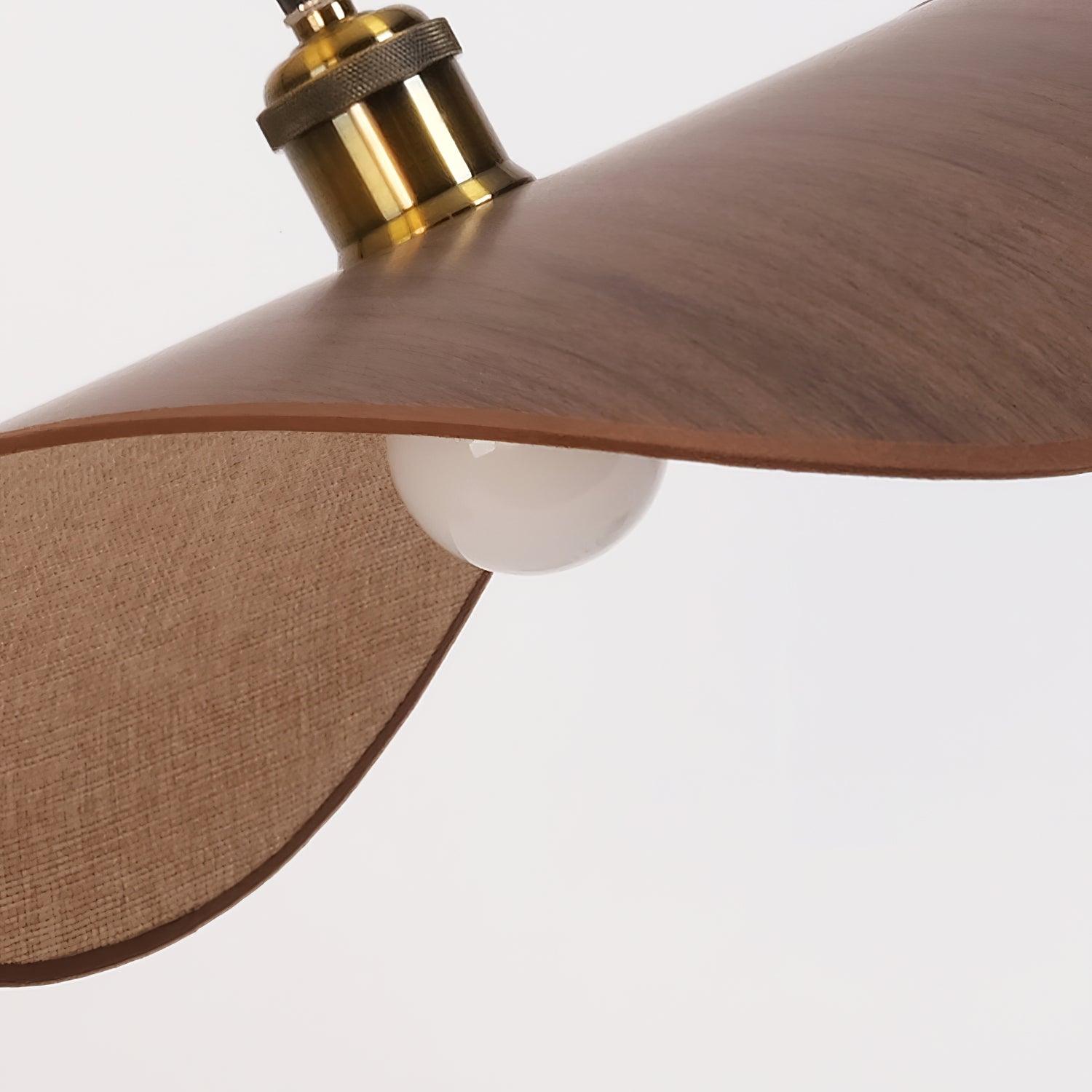 Pendant Lamp Linen Fabric Shade Wood Organic Sculptural - Neutral Decor