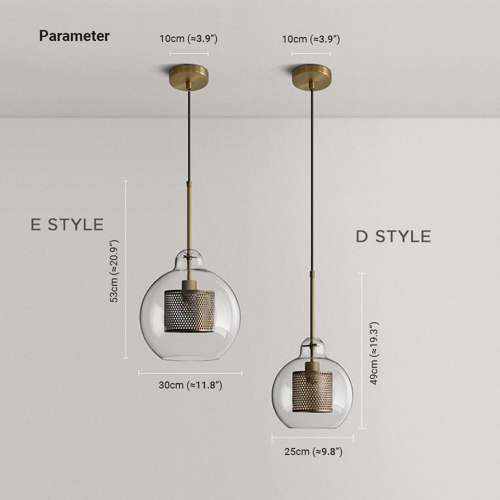 Arisha Golden Pendant Light, /Glass, Globe/Cylindric - Neutral Decor