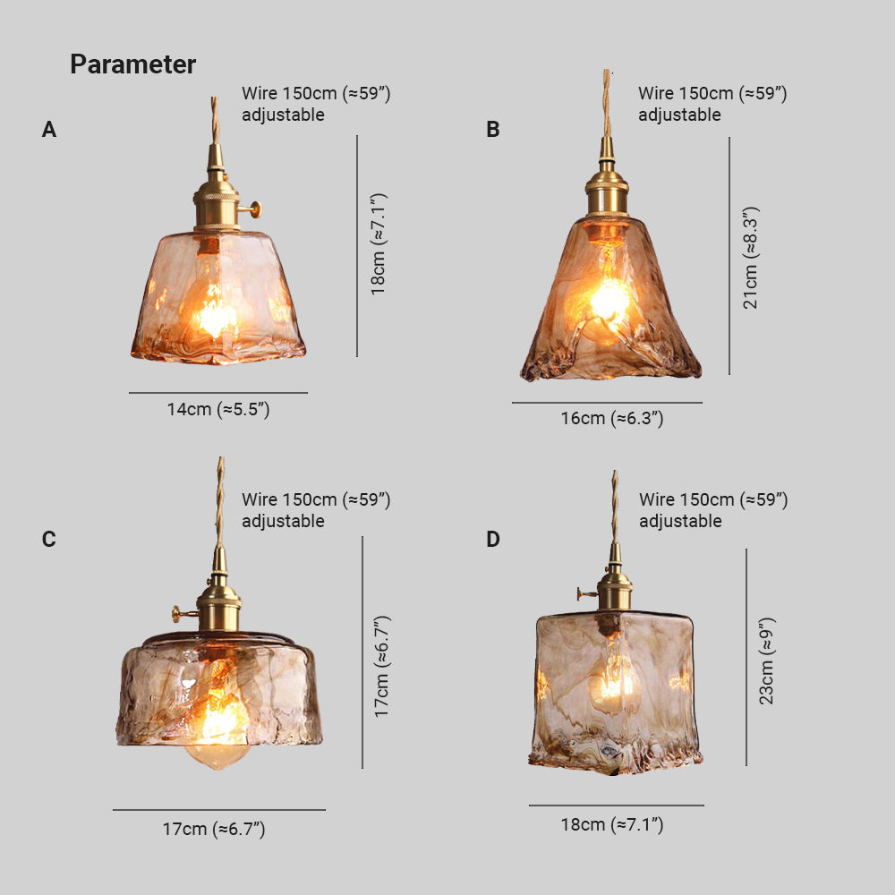 Arisha Vintage Style Industrial Pendant Light Retro Glass Brass - Neutral Decor