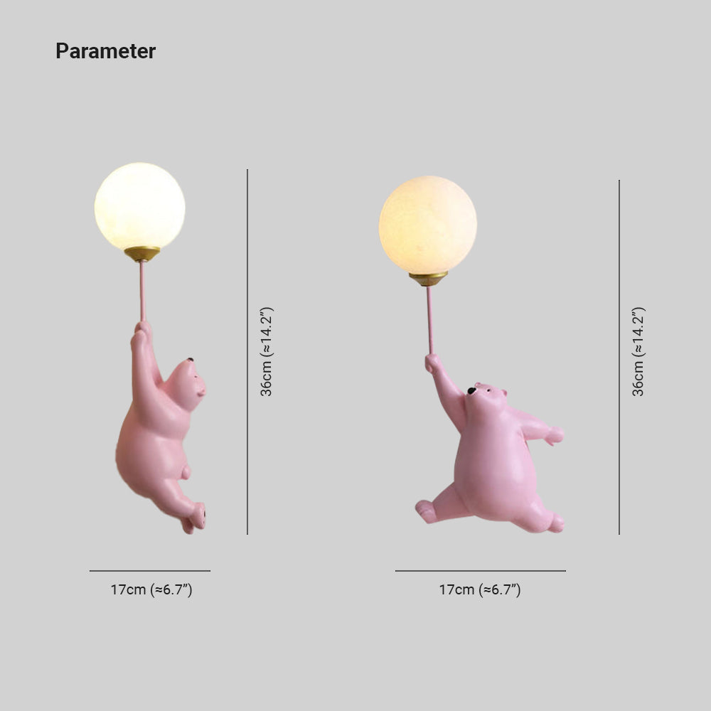 Aria Wall Reading Lamp Bear Balloon Children Bedroom/Bedside/Study - Neutral Decor