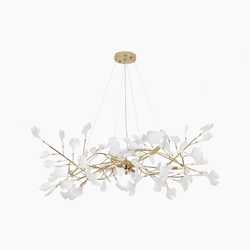 Olivia Gildglow Luxury Ceramic Chandelier Large Foyer Gingko Leaf Living Room - Neutral Decor
