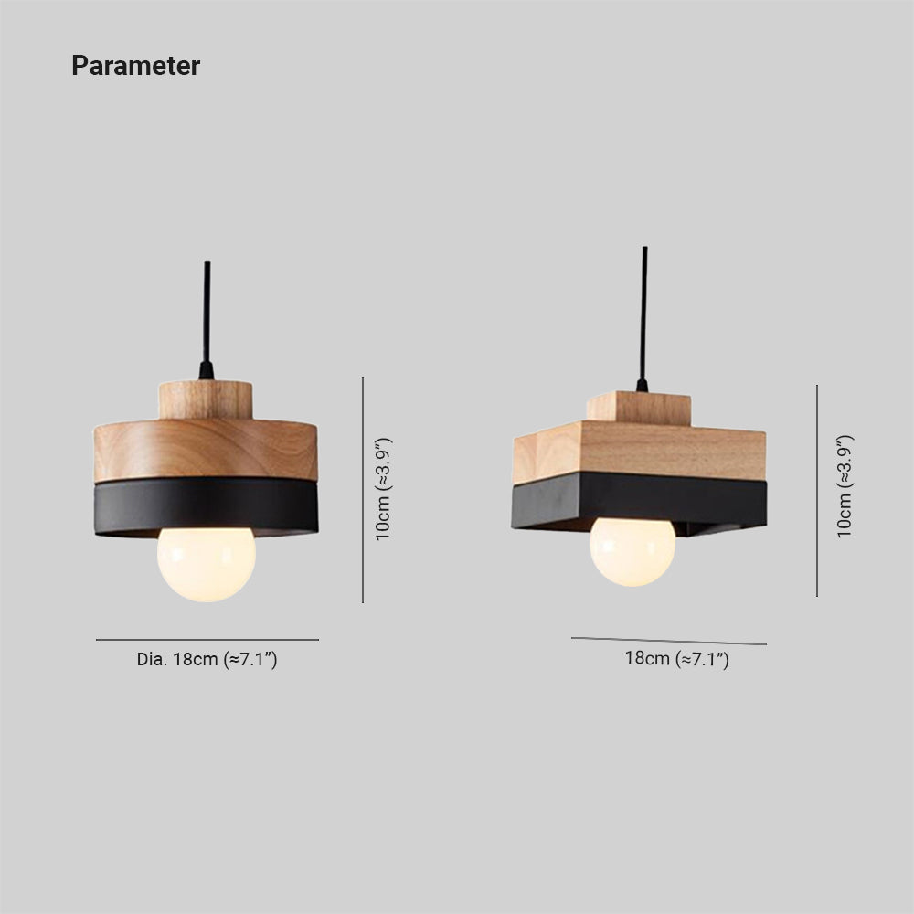 Valentina Modern Square Round Pendant Light Wood Living Room - Neutral Decor
