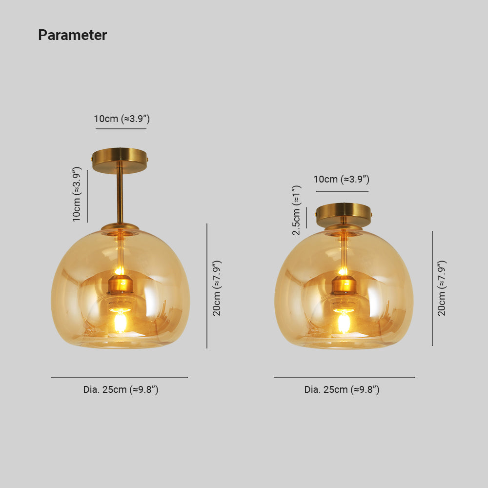 Arisha Modern Dome Glass Semi-Flush Mount Ceiling Light Pendant Light - Neutral Decor
