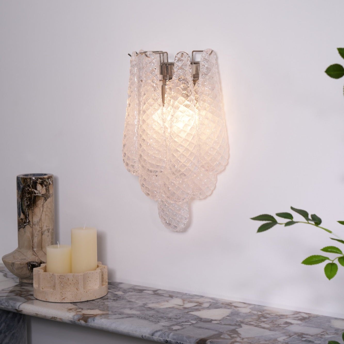 Liorelaria Wall Lamp Pink Teardrop Glass Floral Artistic