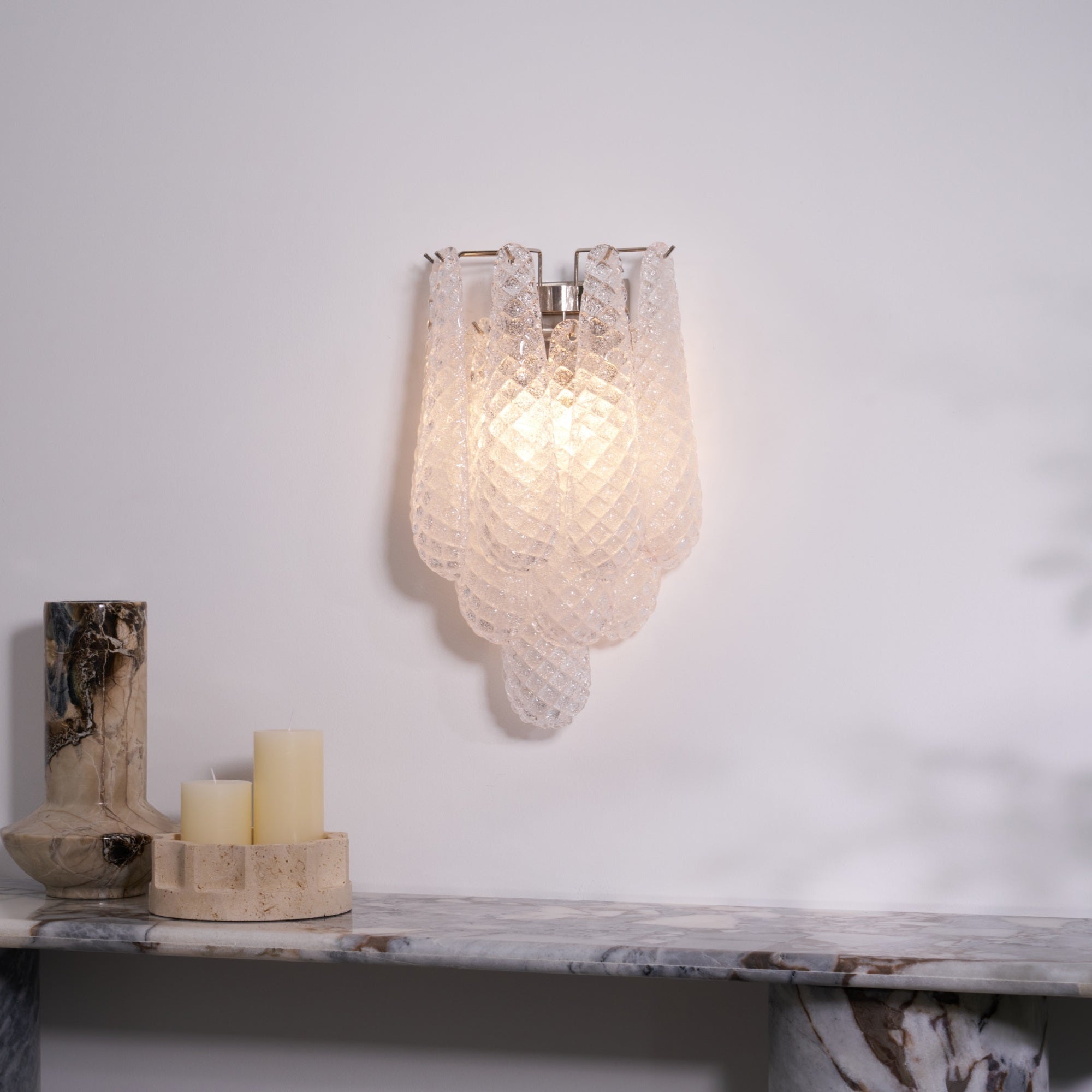 Liorelaria Wall Lamp Pink Teardrop Glass Floral Artistic