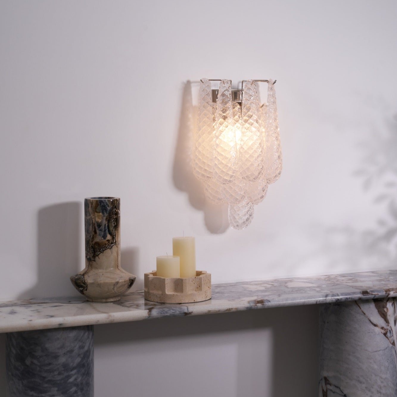 Liorelaria Wall Lamp Pink Teardrop Glass Floral Artistic