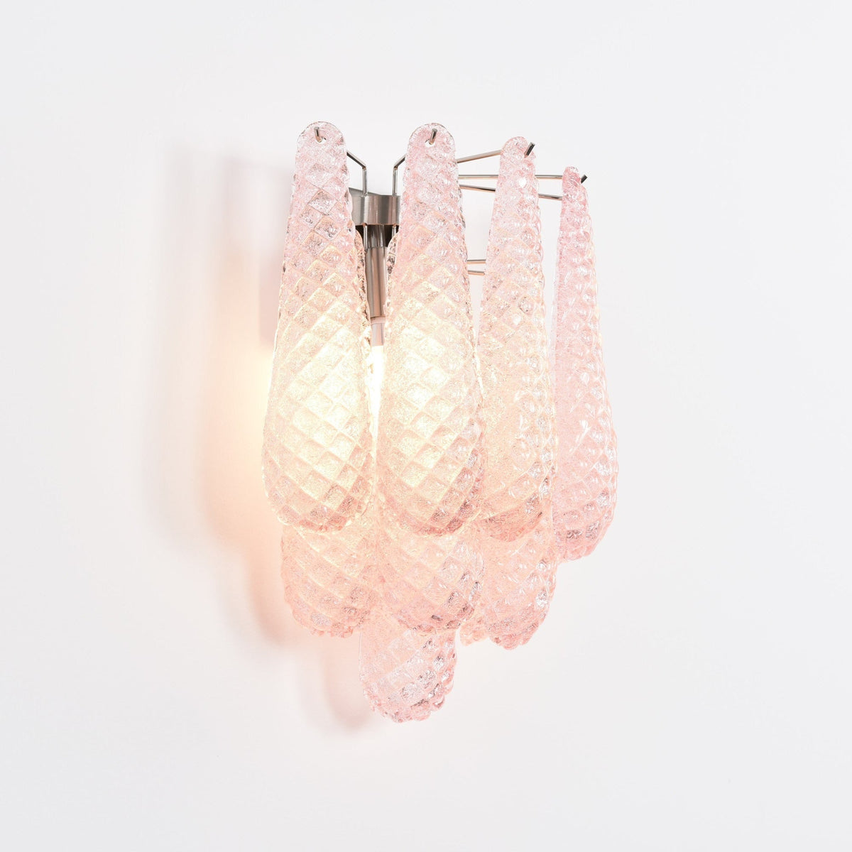 Liorelaria Wall Lamp Pink Teardrop Glass Floral Artistic