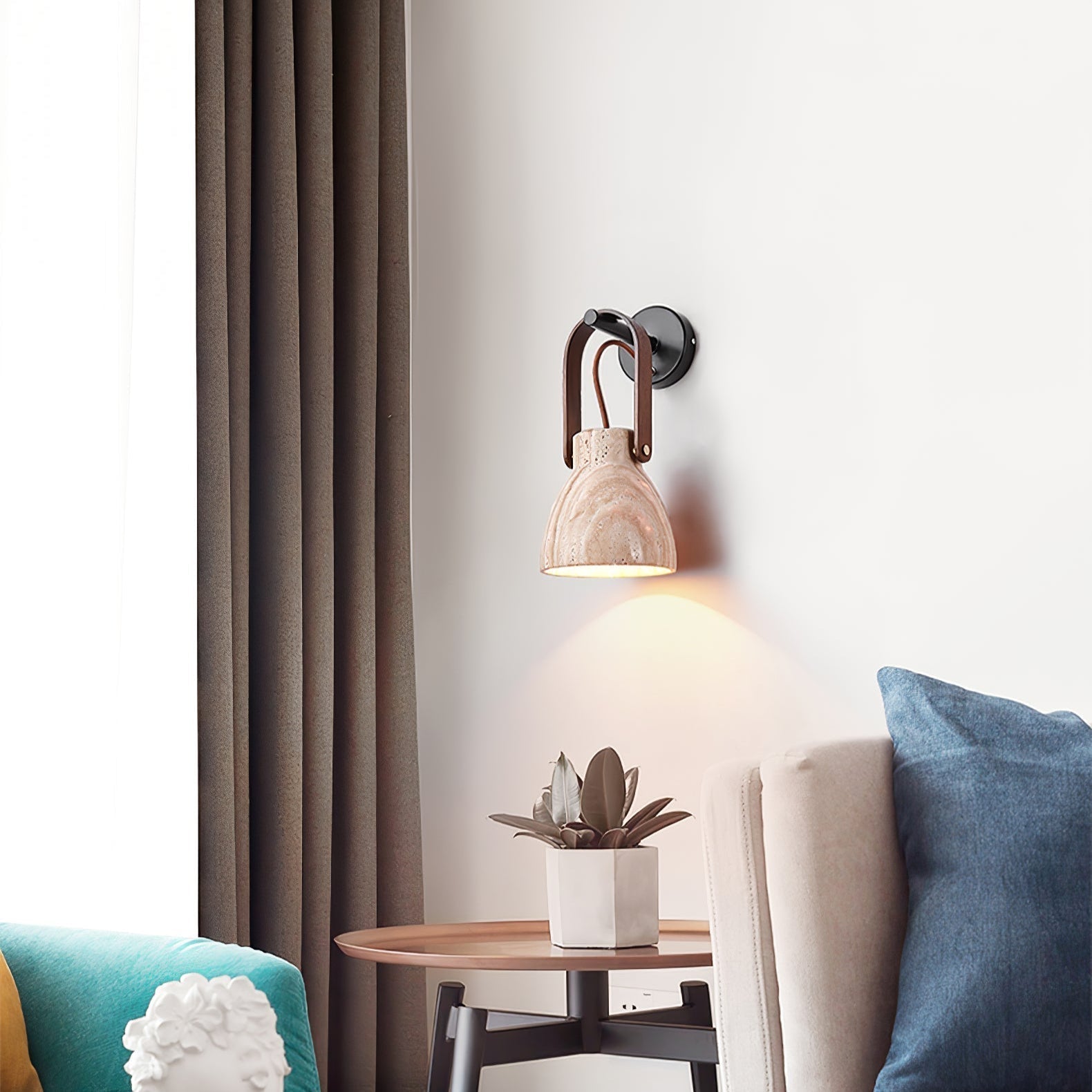 Tarix Travertine Lantern Wall Light