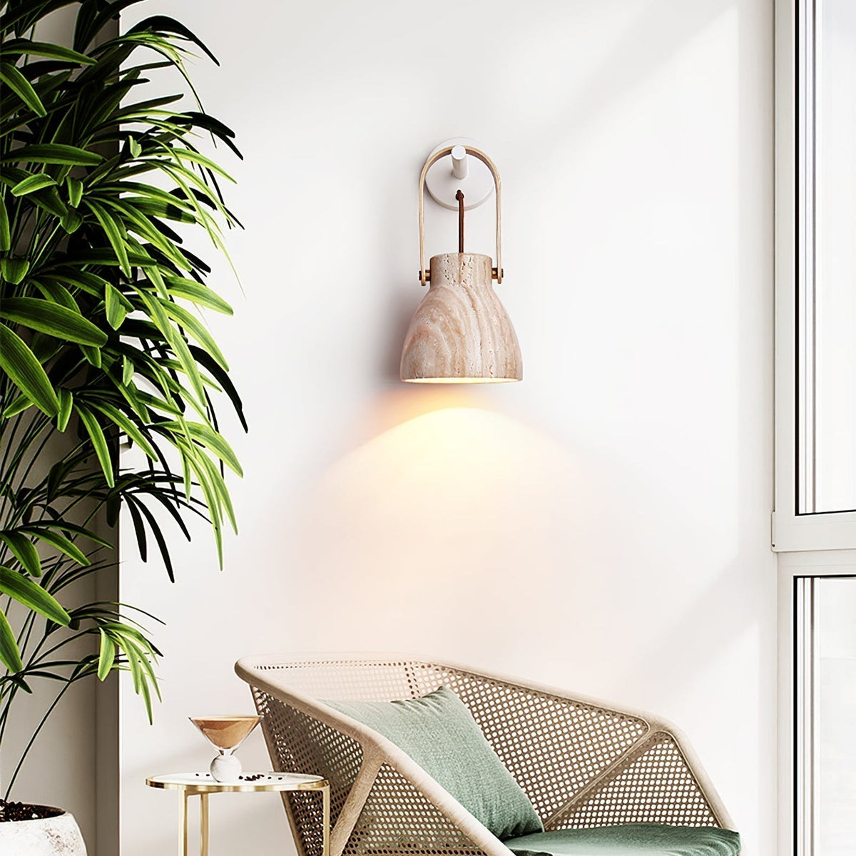 Tarix Travertine Lantern Wall Light