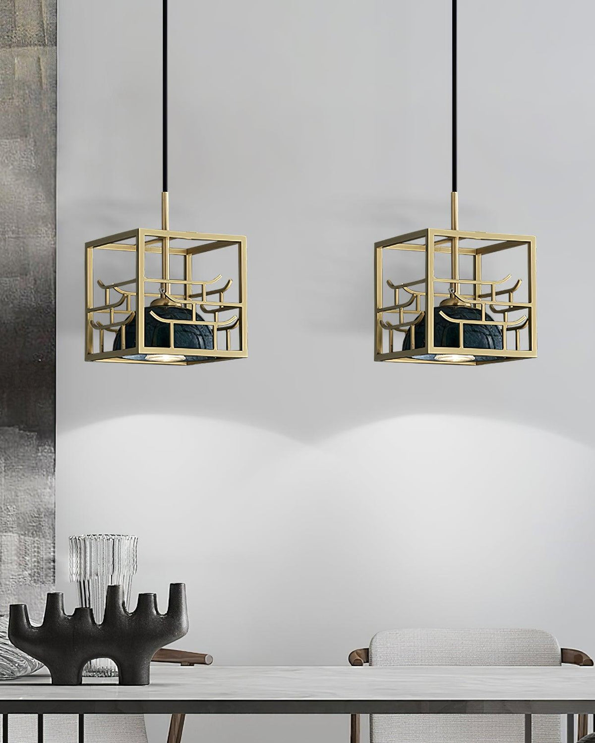 Cubo Modern Brass Pendant Lamp