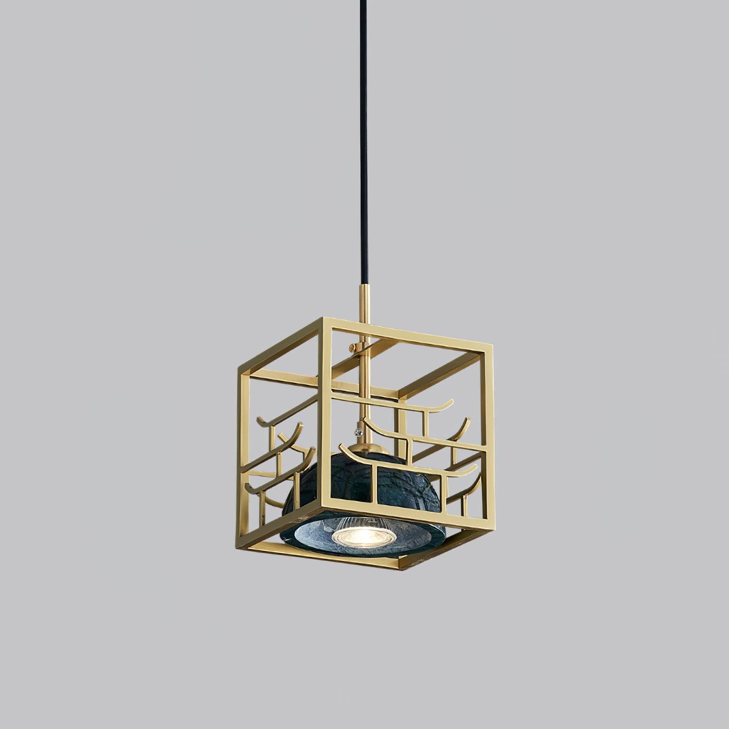 Cubo Modern Brass Pendant Lamp