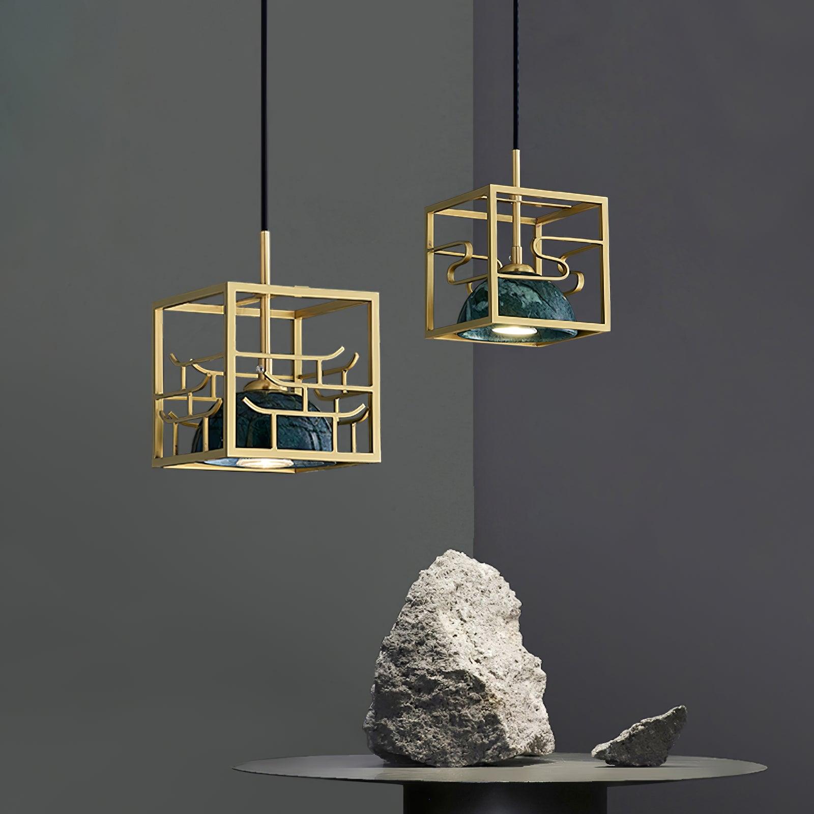 Cubo Modern Brass Pendant Lamp