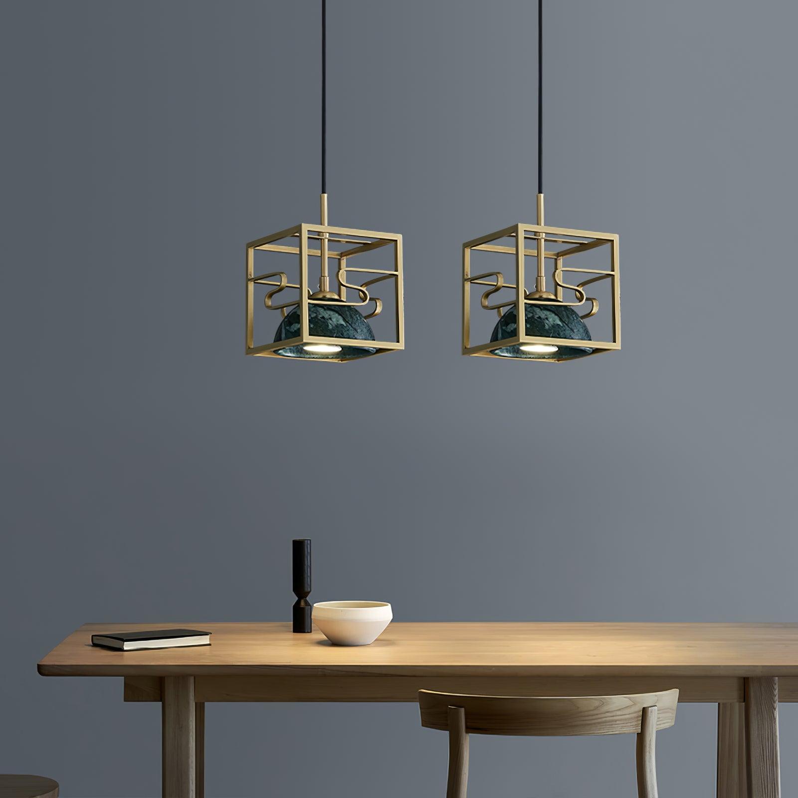 Cubo Modern Brass Pendant Lamp