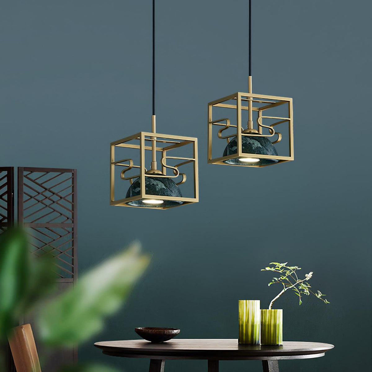 Cubo Modern Brass Pendant Lamp