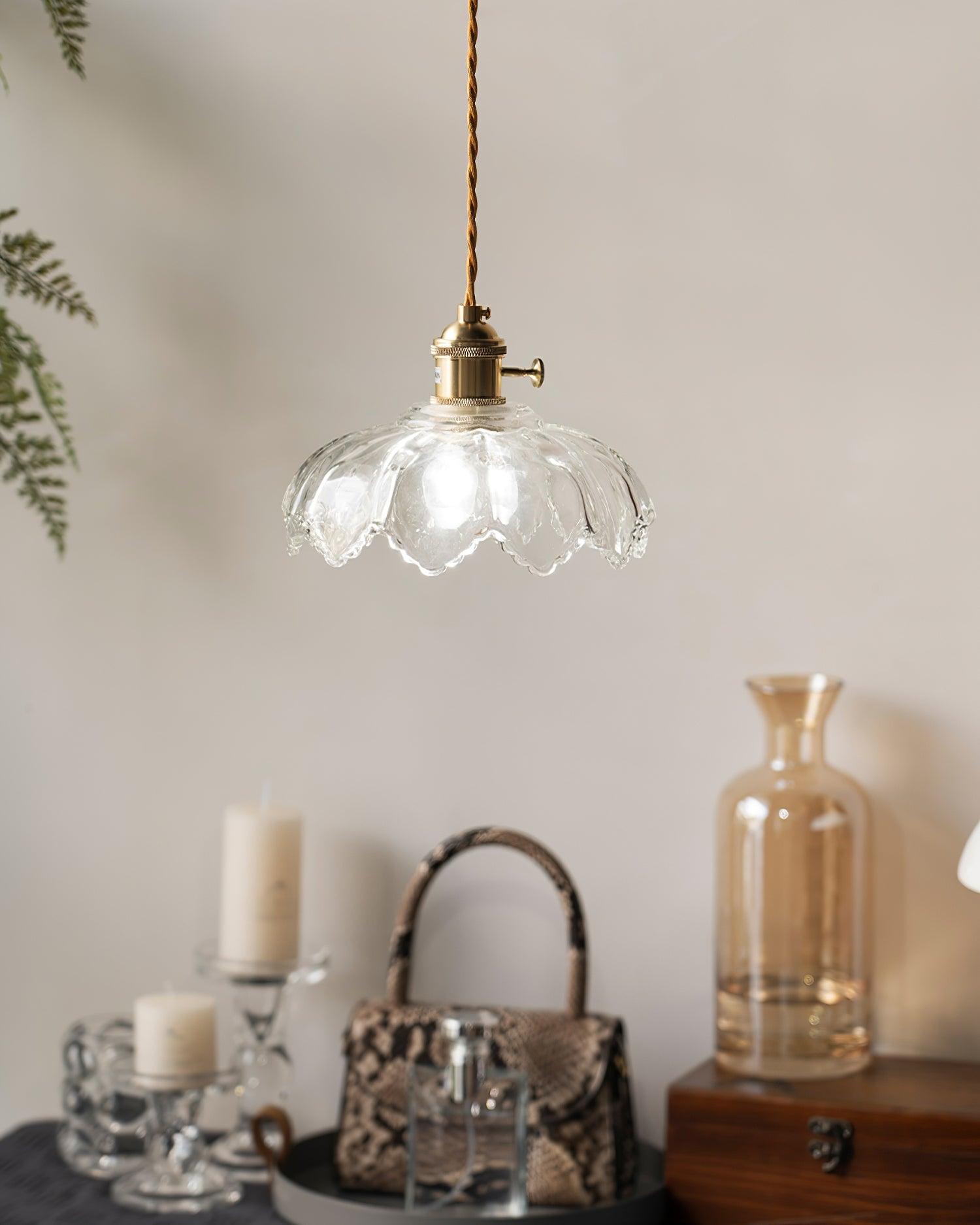 Limea Green Glass Flower Pendant Light - Neutral Decor