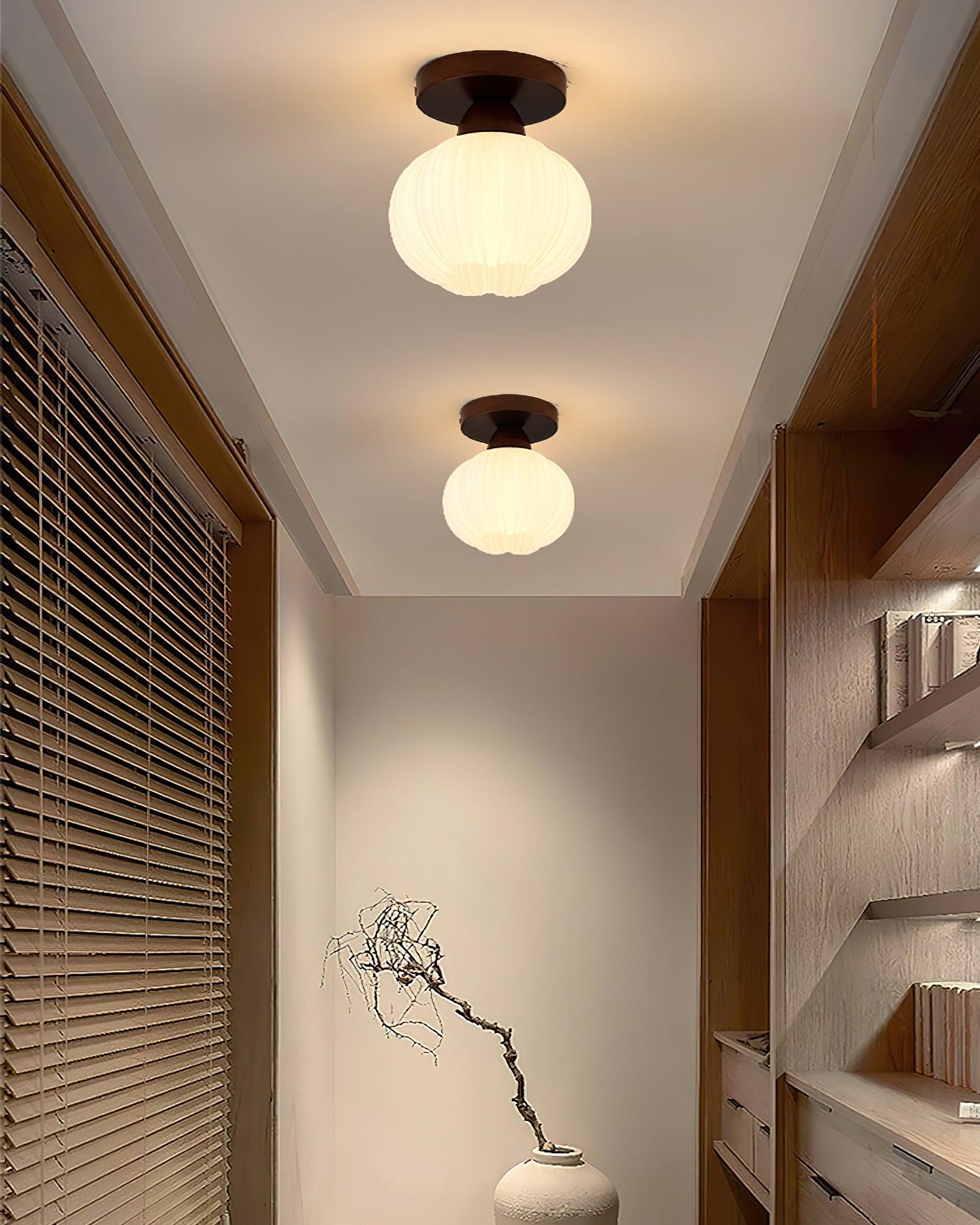 Gleam Large Flower Bag Wood Ceiling Lamp - Neutral Decor