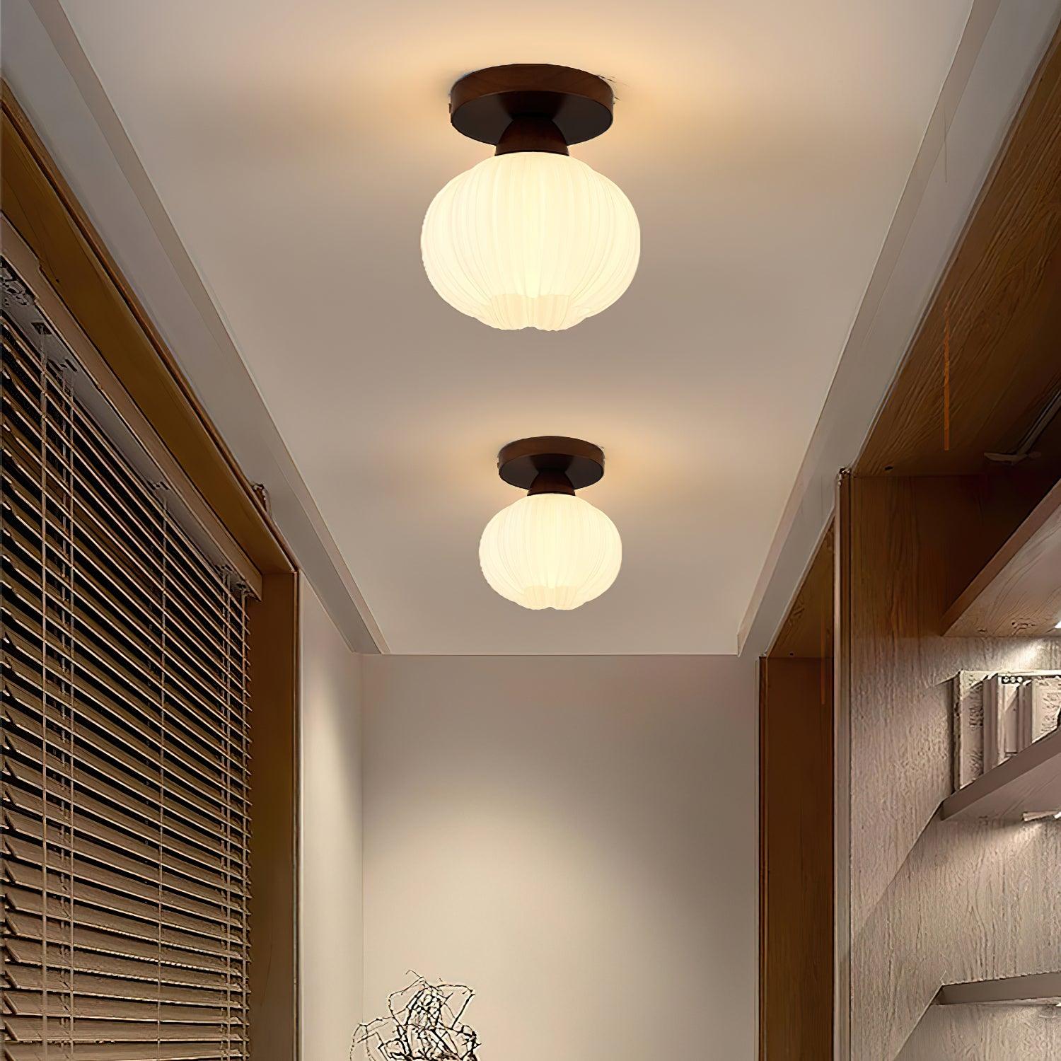 Gleam Large Flower Bag Wood Ceiling Lamp - Neutral Decor