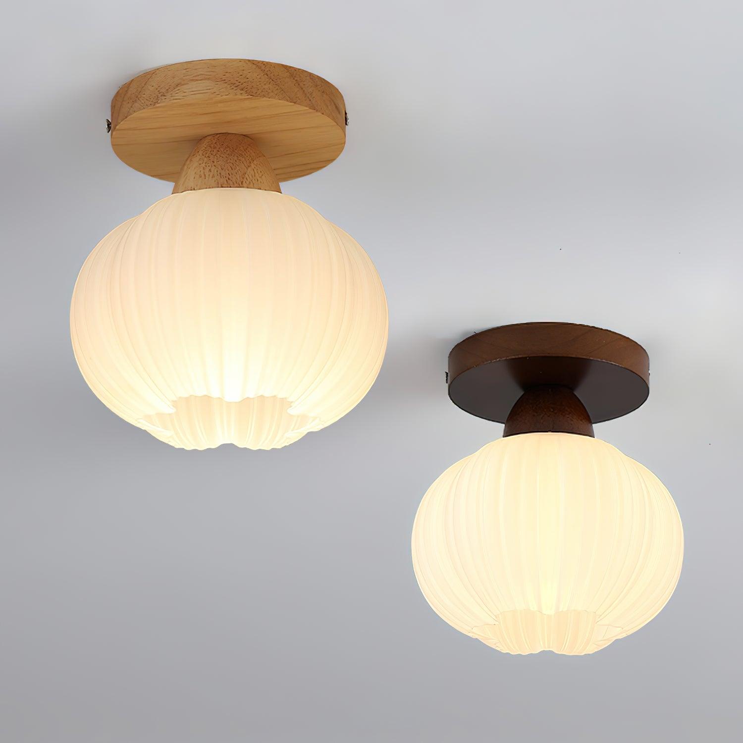 Gleam Large Flower Bag Wood Ceiling Lamp - Neutral Decor