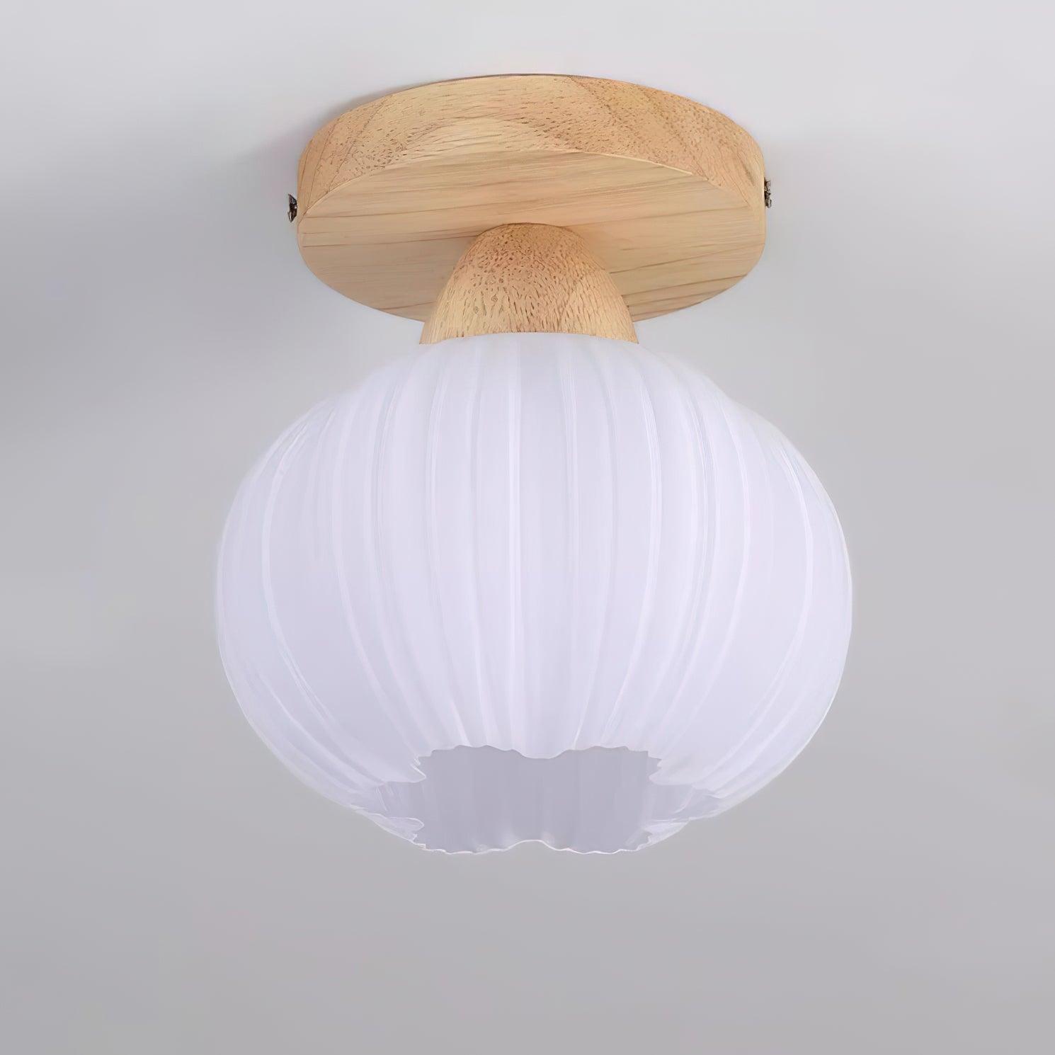 Gleam Large Flower Bag Wood Ceiling Lamp - Neutral Decor