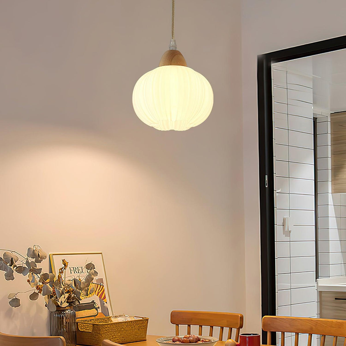Pumpkin Modern Wood Pendant Lamp
