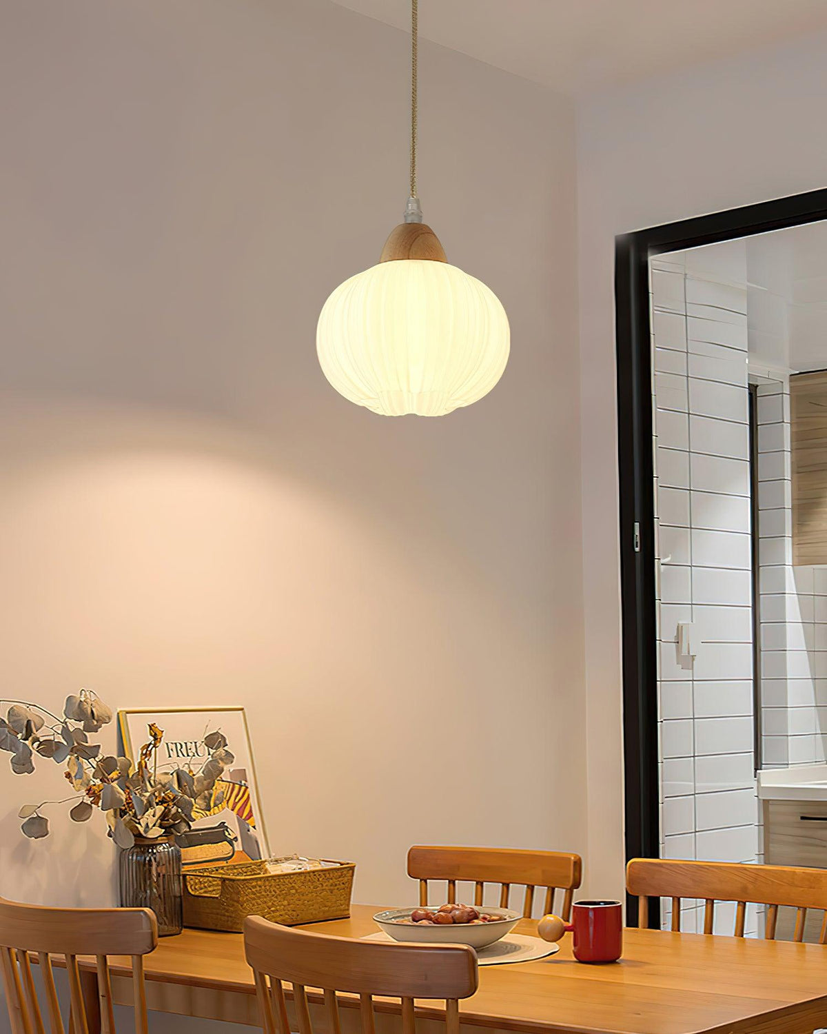 Pumpkin Modern Wood Pendant Lamp