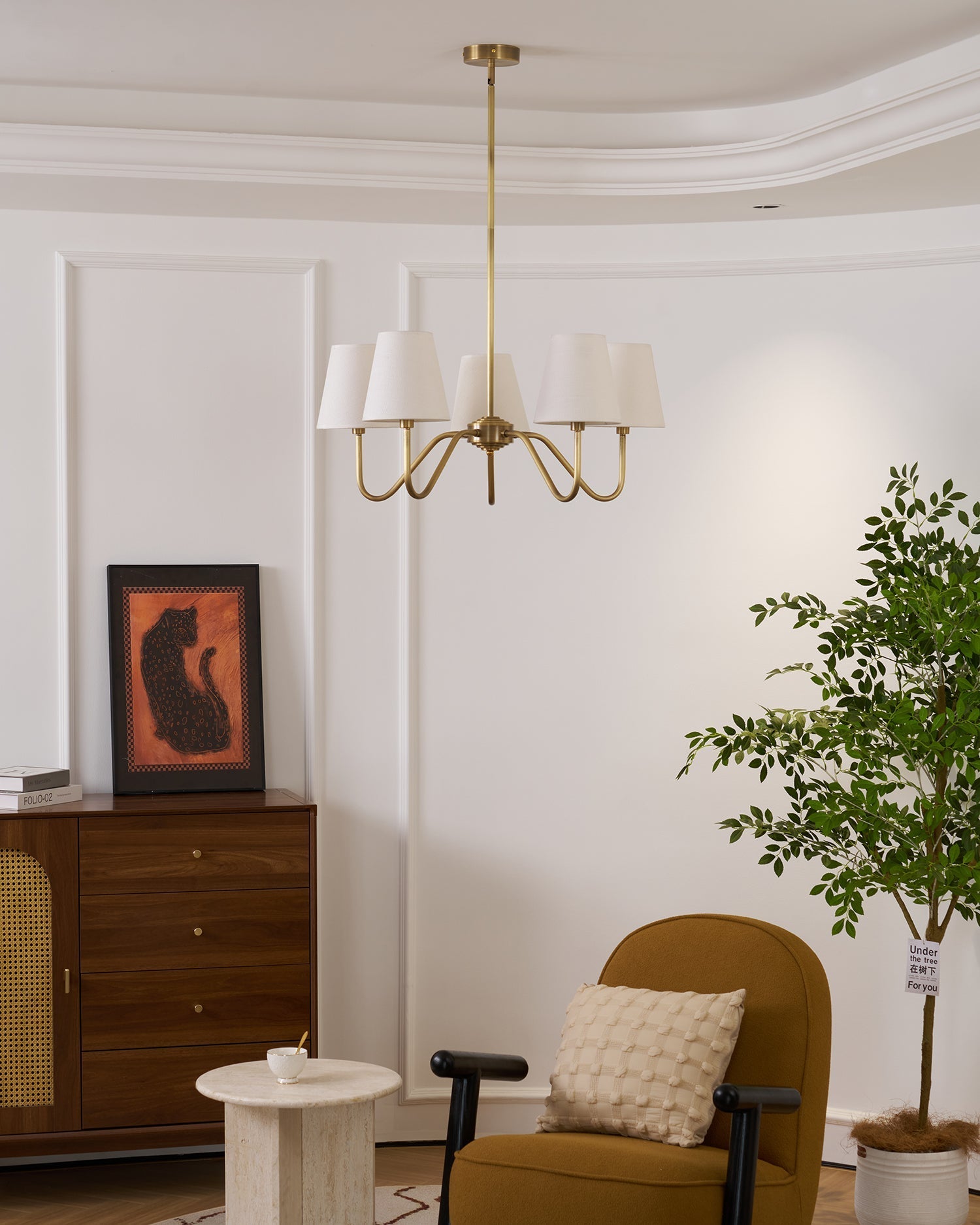 Lassen Chandelier Curved Arms - Neutral Decor