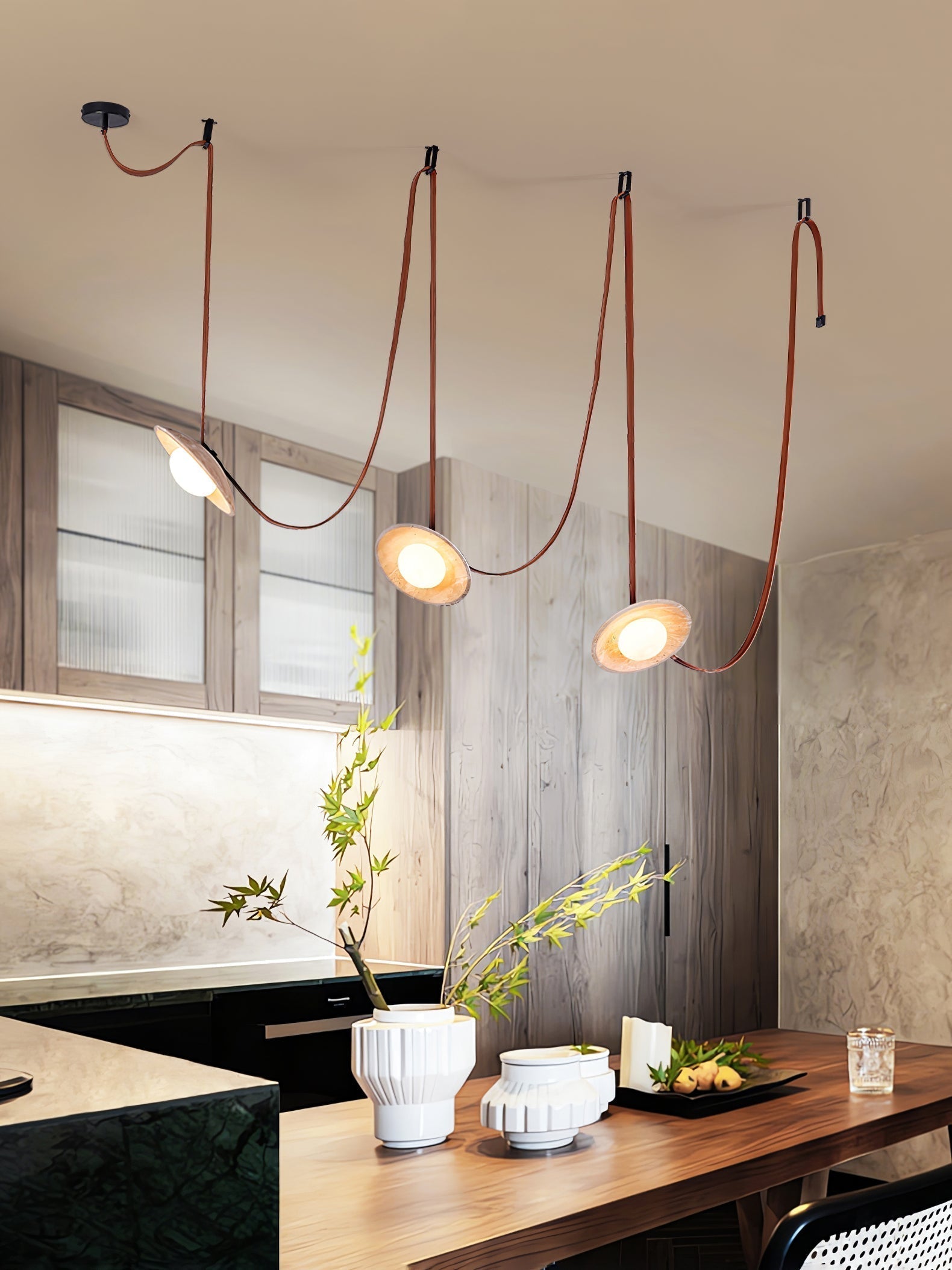 Ulsoryra Organic Travertine Pendant Light Cluster