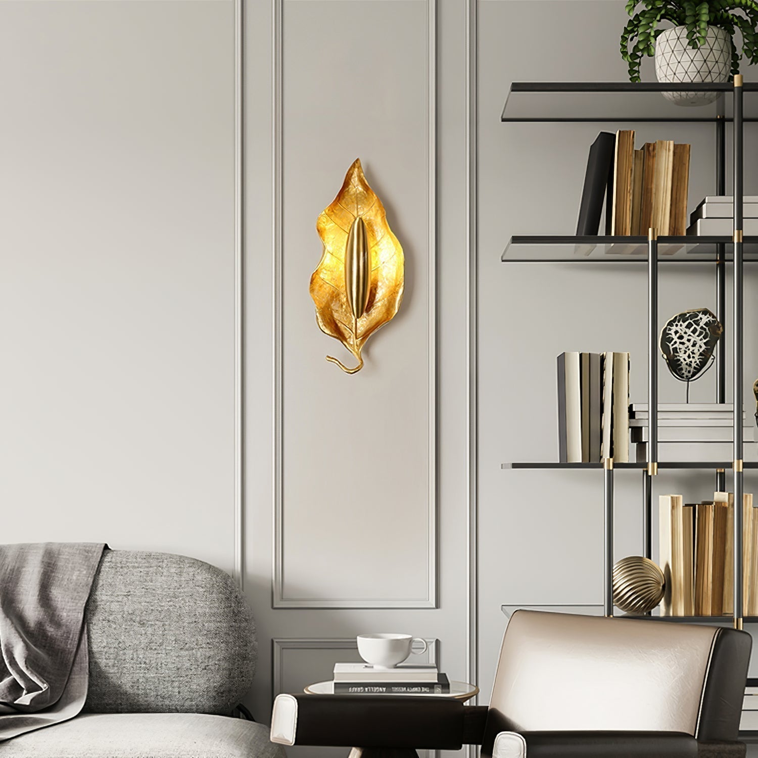 Corsel Nordic Art Leaf Brass Wall Lamp