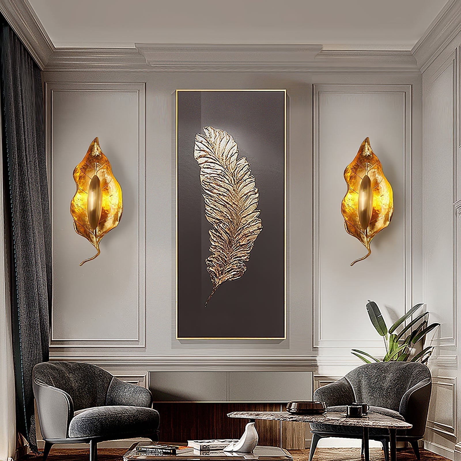Corsel Nordic Art Leaf Brass Wall Lamp