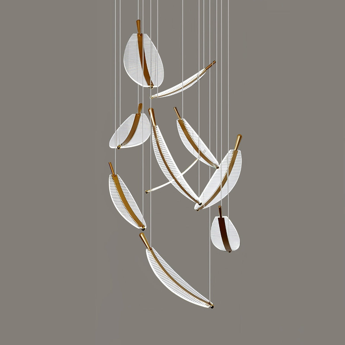 Kuo Chandelier Leaf Acrylic Gold Elegant Modern