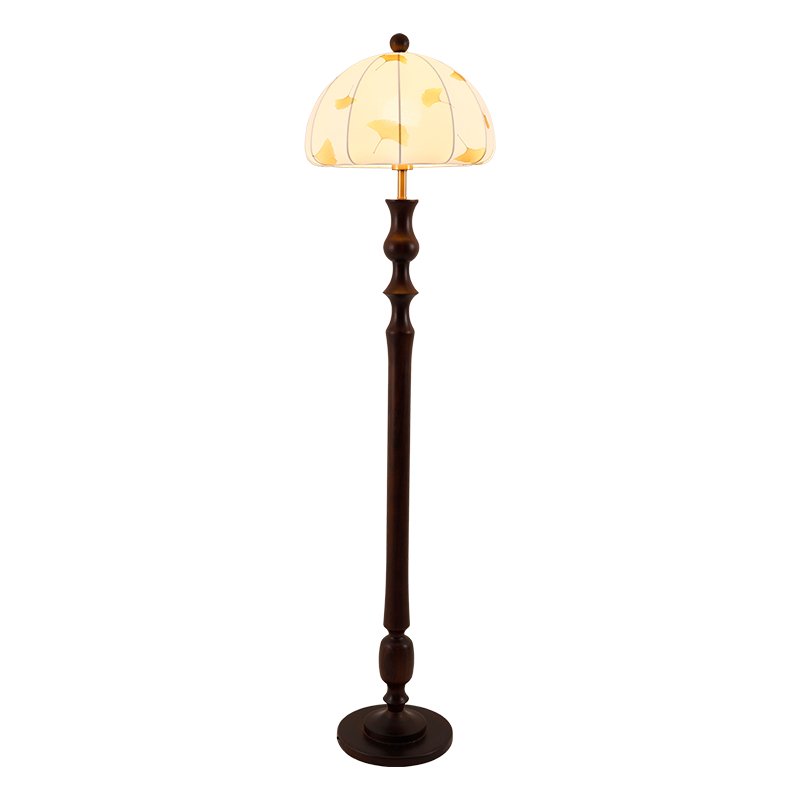 Ginkgore Wood Fabric Vintage Floor Lamp