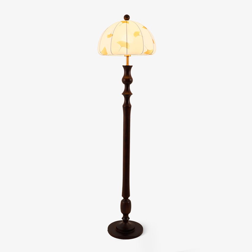 Ginkgore Wood Fabric Vintage Floor Lamp