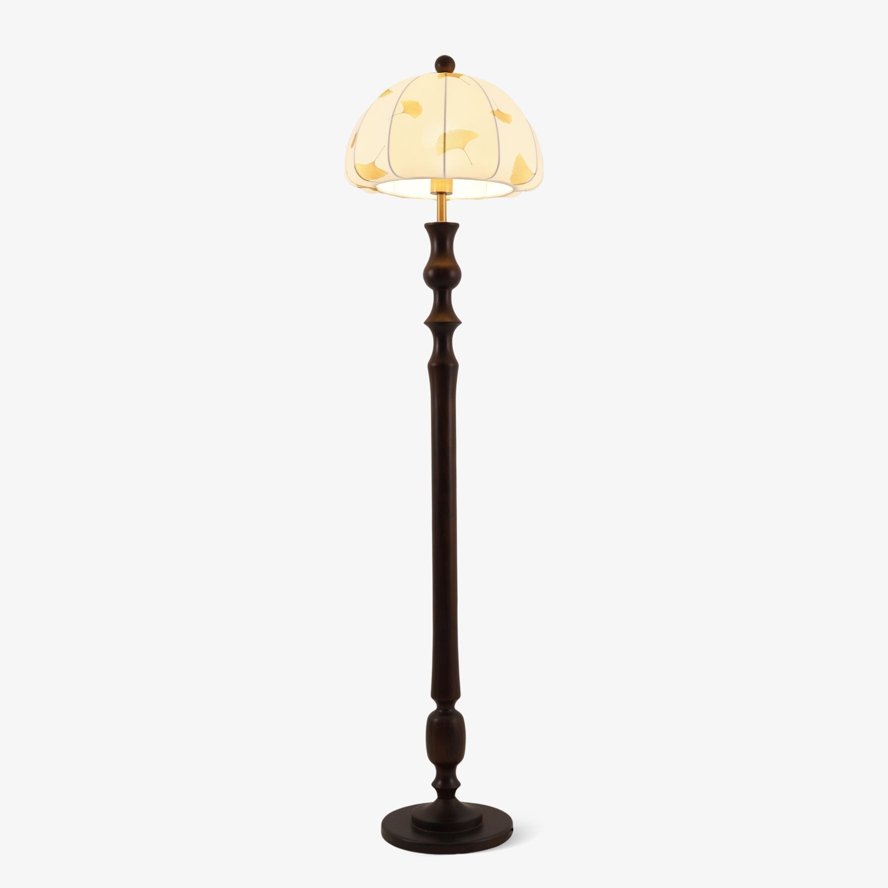 Ginkgore Wood Fabric Vintage Floor Lamp