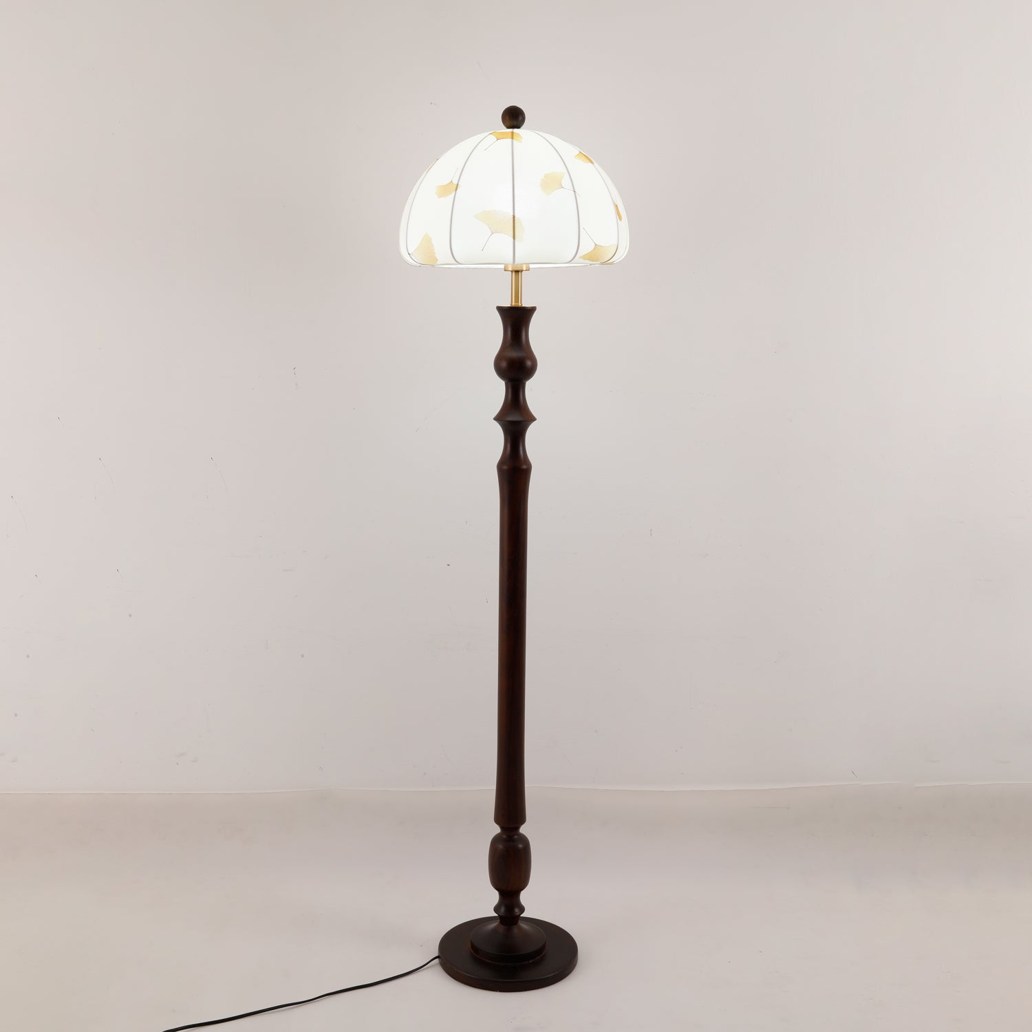 Ginkgore Wood Fabric Vintage Floor Lamp