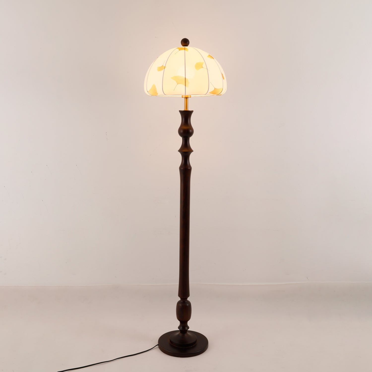 Ginkgore Wood Fabric Vintage Floor Lamp